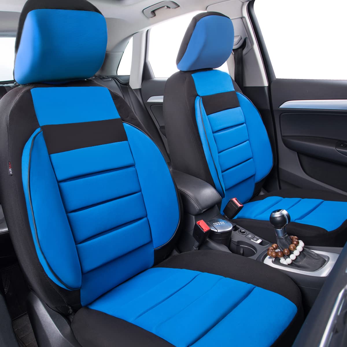 Car Pass 3D Foam Back Support,Universal Two Front Car Seat Cover Cloth -100% Comfortable &Breathable& All Season. Fit Automotive,Suv,Sedan,Van, Airbag Compatible Elegance Stylish (Blk Blue