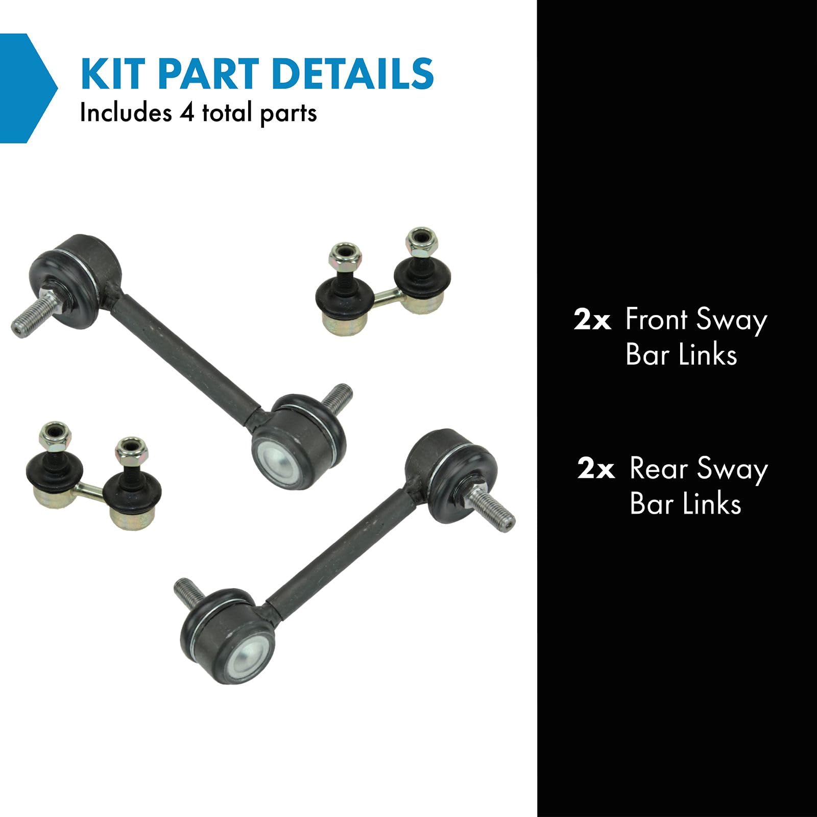 Trq Front & Rear Sway Bar Stabilizer Link Set Compatible With 2001-2006 Hyundai Elantra