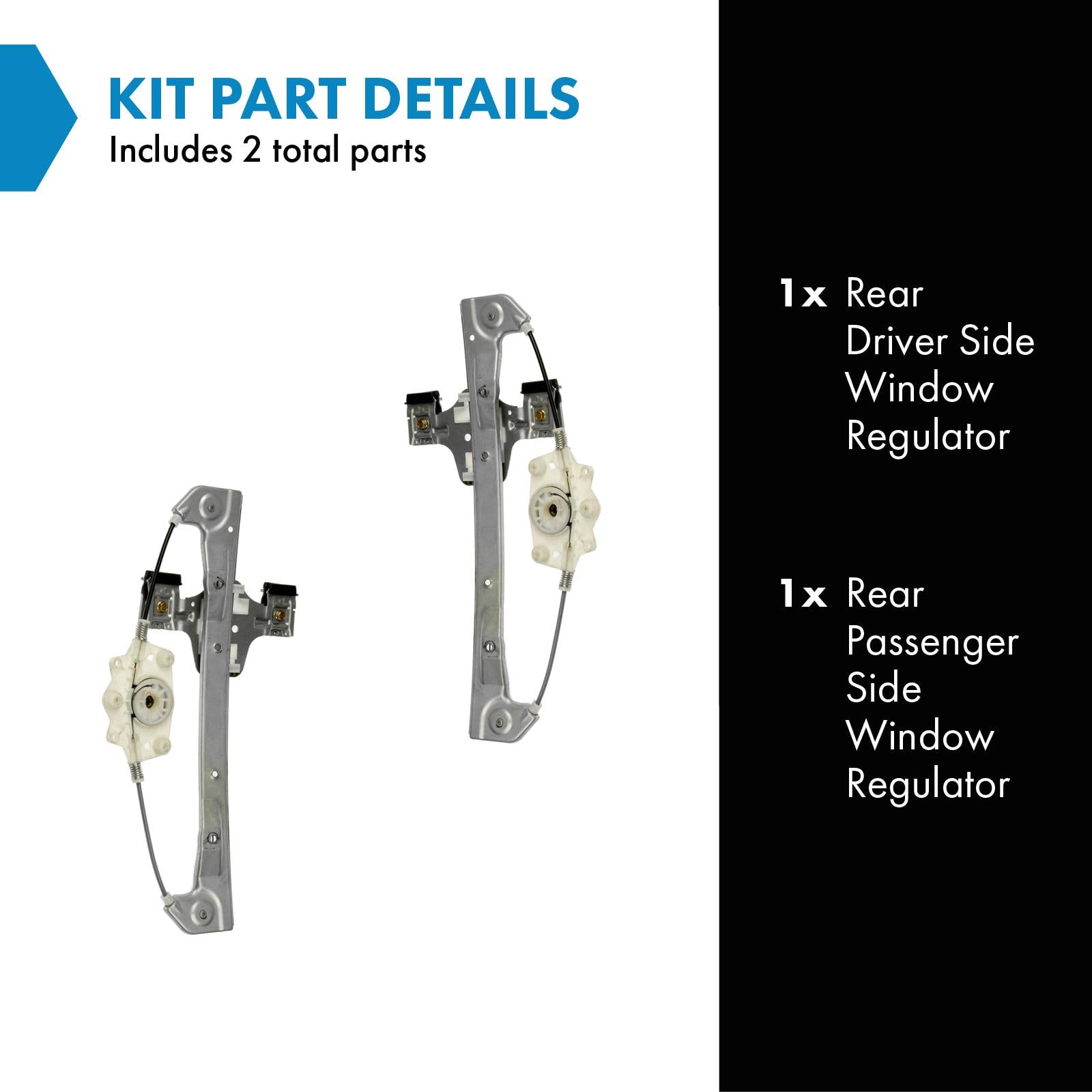 Trq Rear Power Window Regulator Set Compatible With 2008-2013 Ford Fusion Lincoln Mkz 2006 Zephyr 2009-2011 Mercury Milan