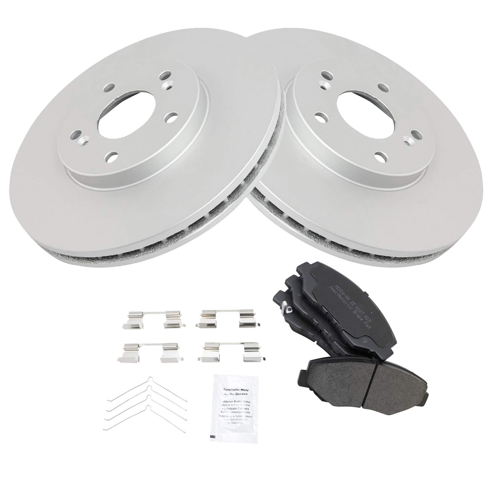 Trq Front Brake Pad & Rotor Kit Brake Pads Brake Rotor Semi-Metallic Premium G-Coated Compatible With 2003-2008 Honda Pilot