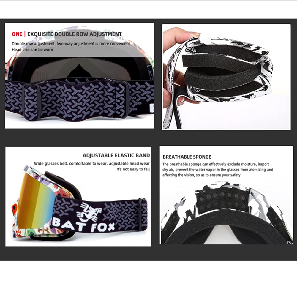 Otg Ski Snow Goggles, Uv Protection Anti Fog Snowboard Goggles For Men Women Youth, Dirt Bike,Motocross,Utv Mx Offroad Racing Go