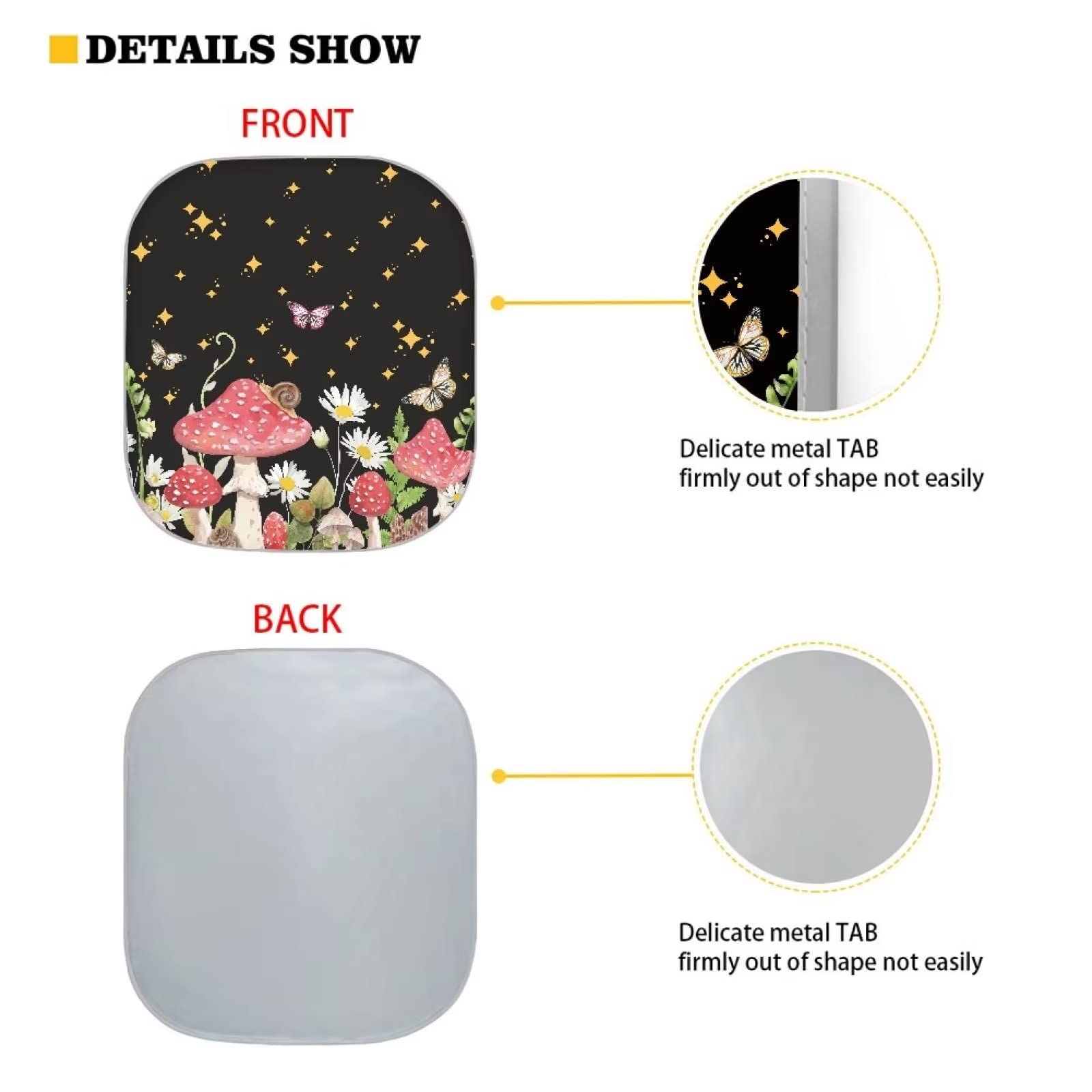 Renewold Mushroom Daisy Butterfly Print Sunshade For Car Windshield Reflective Blocks Heat And Sun Foldable Sun Shade Shield Car
