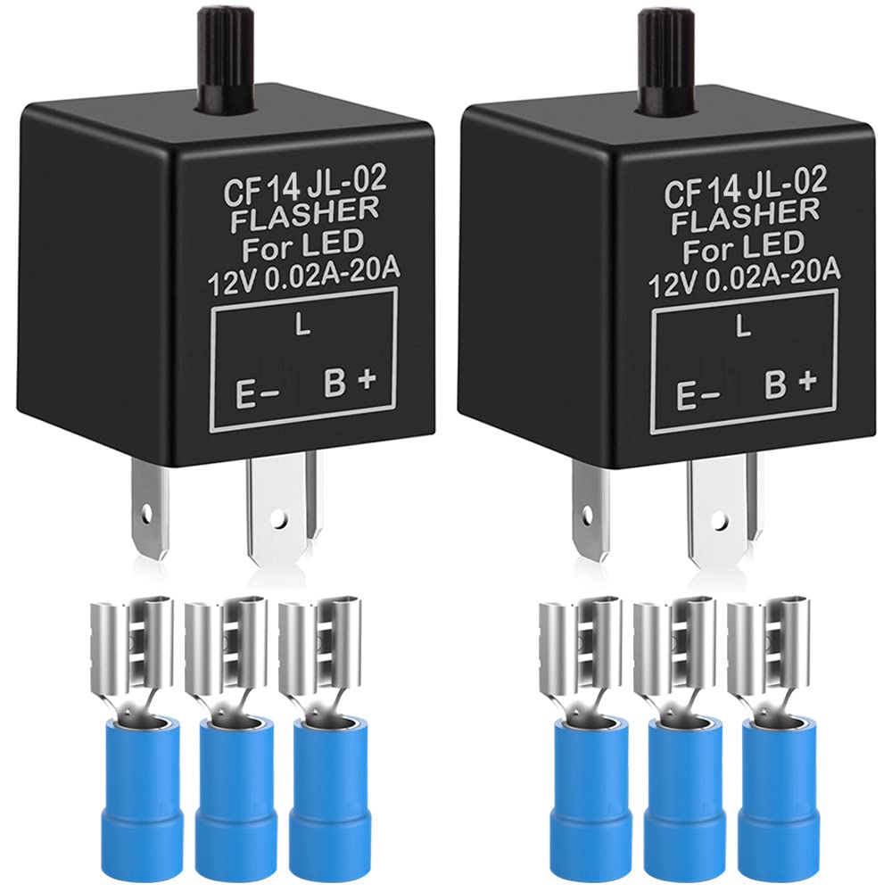 Gebildet 2 Pieces 12V 3 Pin Electronic Led Flasher Relay 0.1W-150W C/M Motorcycle Turn Signal Adjustable Flasher Cf-14Kt, Comes