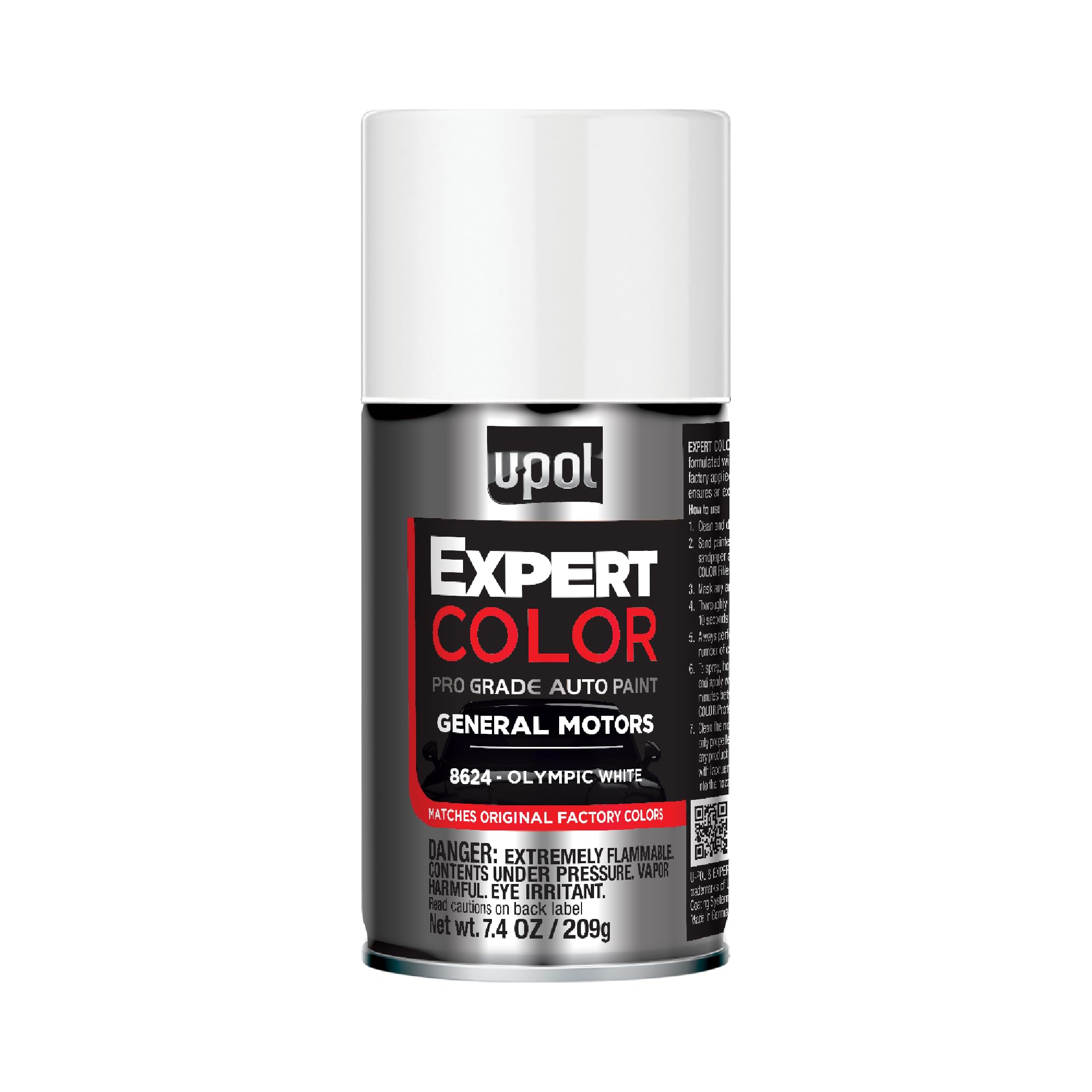 U-POL Expert Color, For General Motors 8624, Automotive Spray Paint, Professional Grade, Easy-To-Use, Olympic White