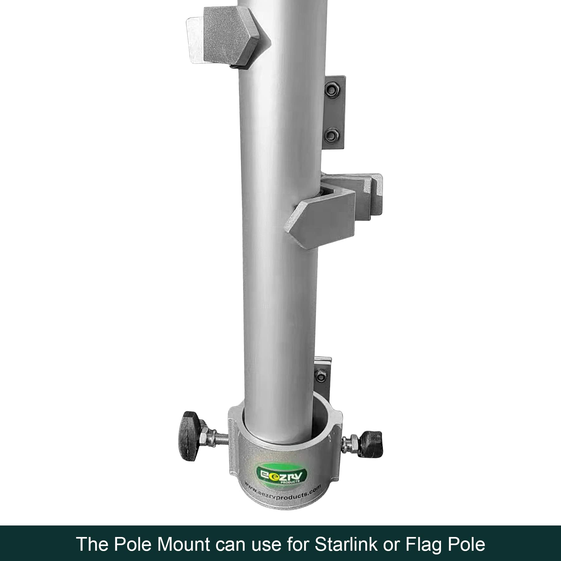 EEZ RV Products Telescopic 10ft Pole with Starlink Adapter and RV Ladder Mounting Bracket Kit (GEN 2 / V2) - Fits 1 inch Ladder