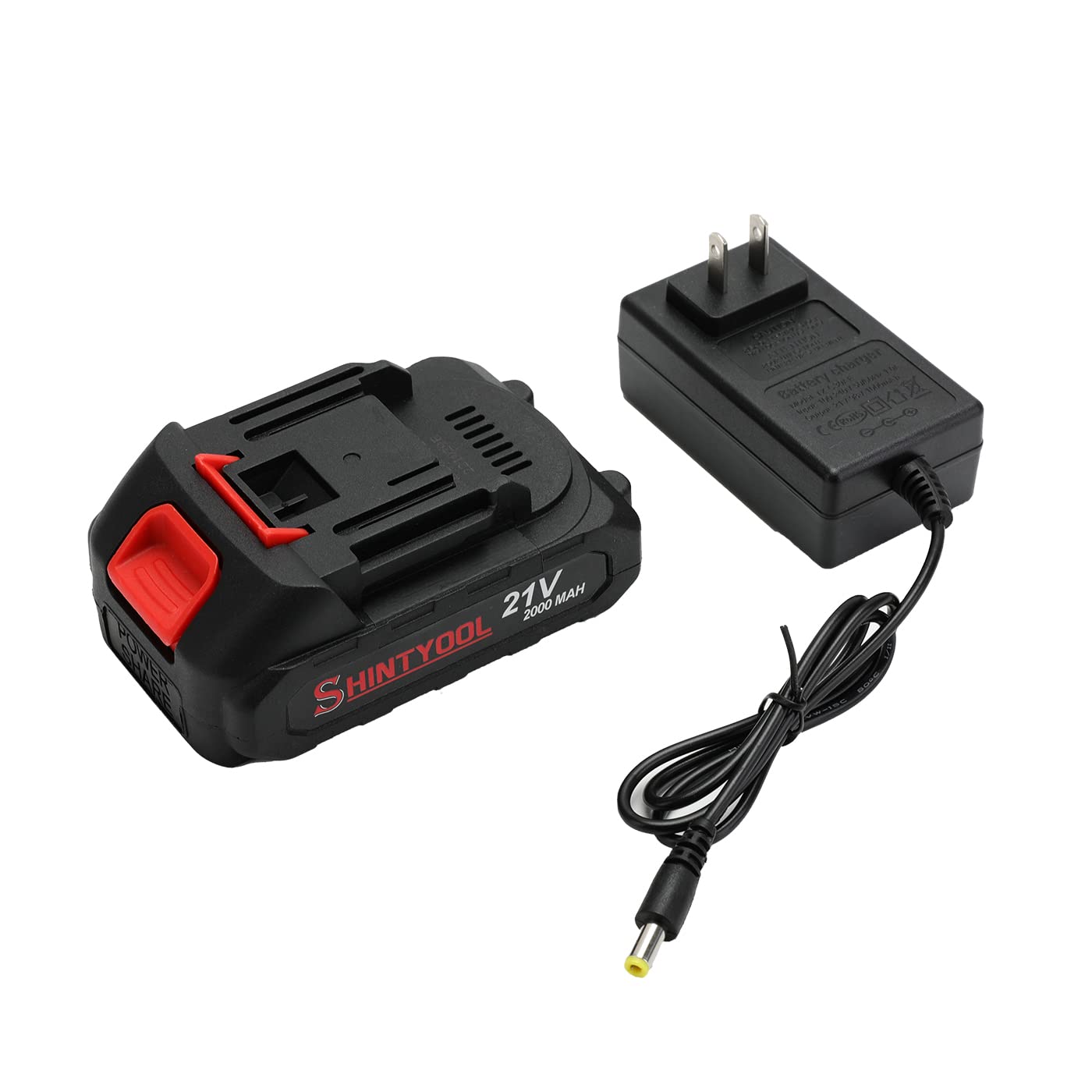 Shintyool 21V Lithium Battery - 2.0 Ah Battery With Charger Adapter Led Indicator Compatible With Leaf Blower And Mini Chainsaw