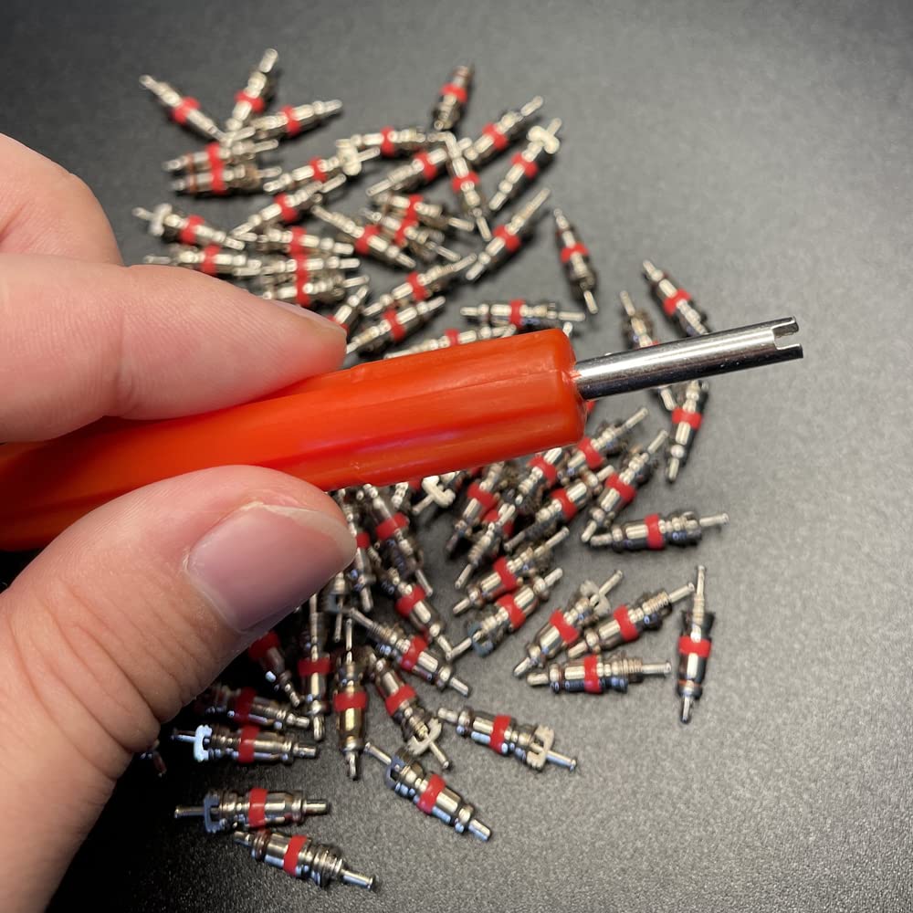 Aracey 6Pcs Tire Valve Stem Removal Tool - Dual Single And Double Heads Valve Core Remover Tool,Great Tire Repair Tool For Various Valve Cores,R134A R12 Hvac Air Conditioning Valve Core Remover