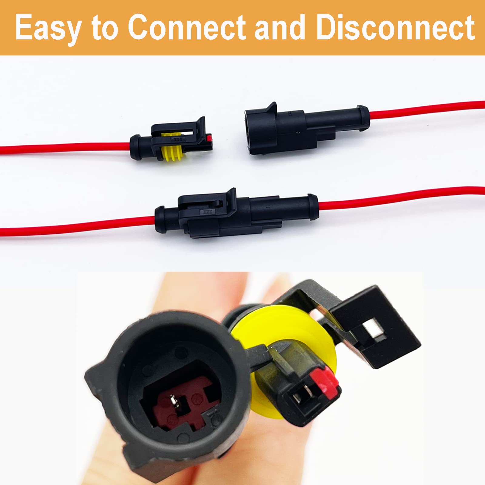 Twippo 18 Awg 1 Pin Connector Waterproof Wire Connectors 1 Pin Automotive Electrical Connectors Quick Disconnect Wire Connectors