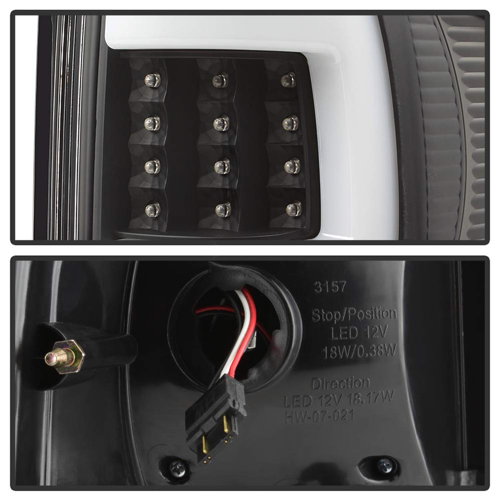 Acanii - For Black 2004 2005 2006 2007 2008 Ford F150 Lobo Pickup Led Tube Tail Lights Lamps