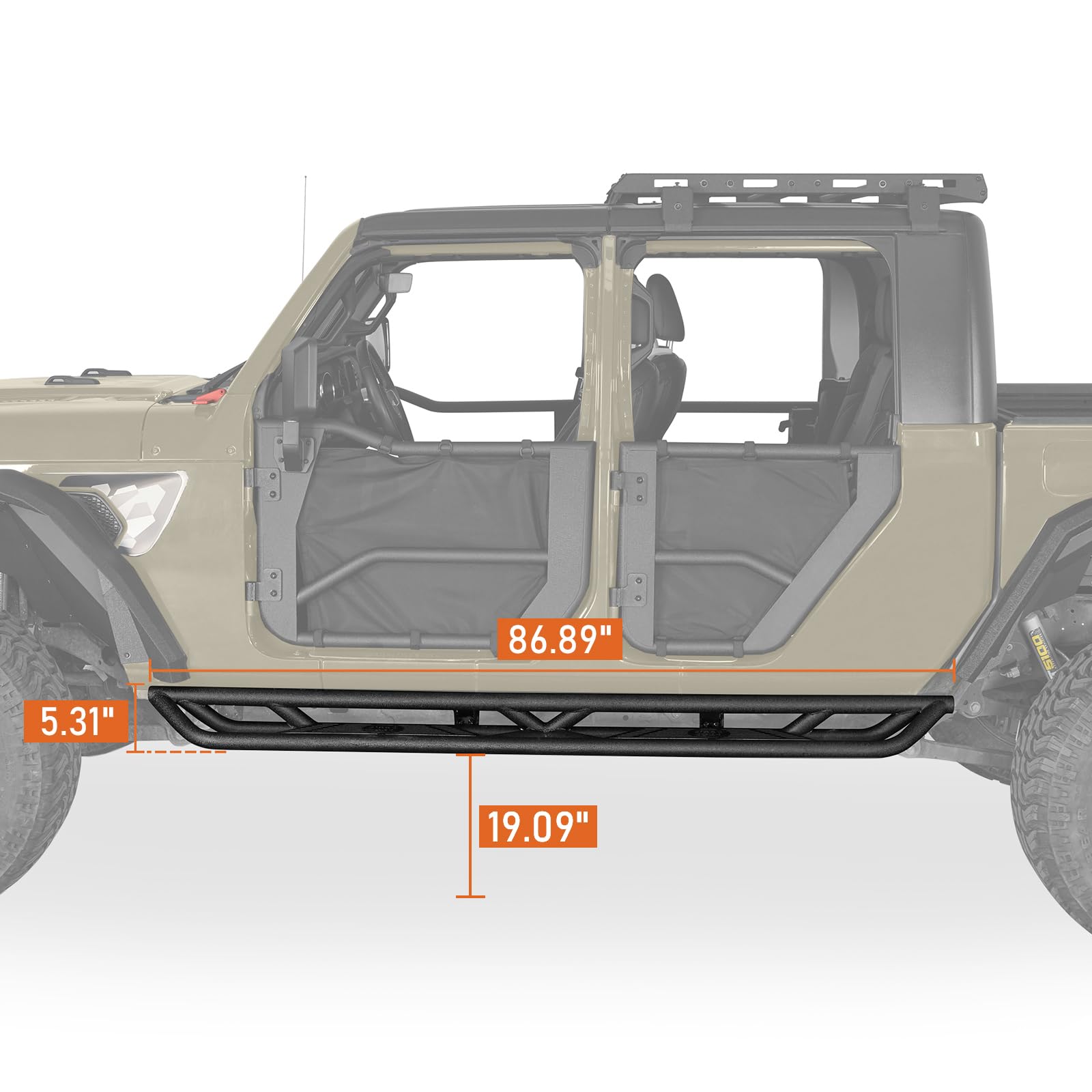 Hooke Road Gladiator Running Board Side Step Slider Nerf Bars For Jeep Gladiator Jt Pickup Truck 2020 2021 2022 2023 2024