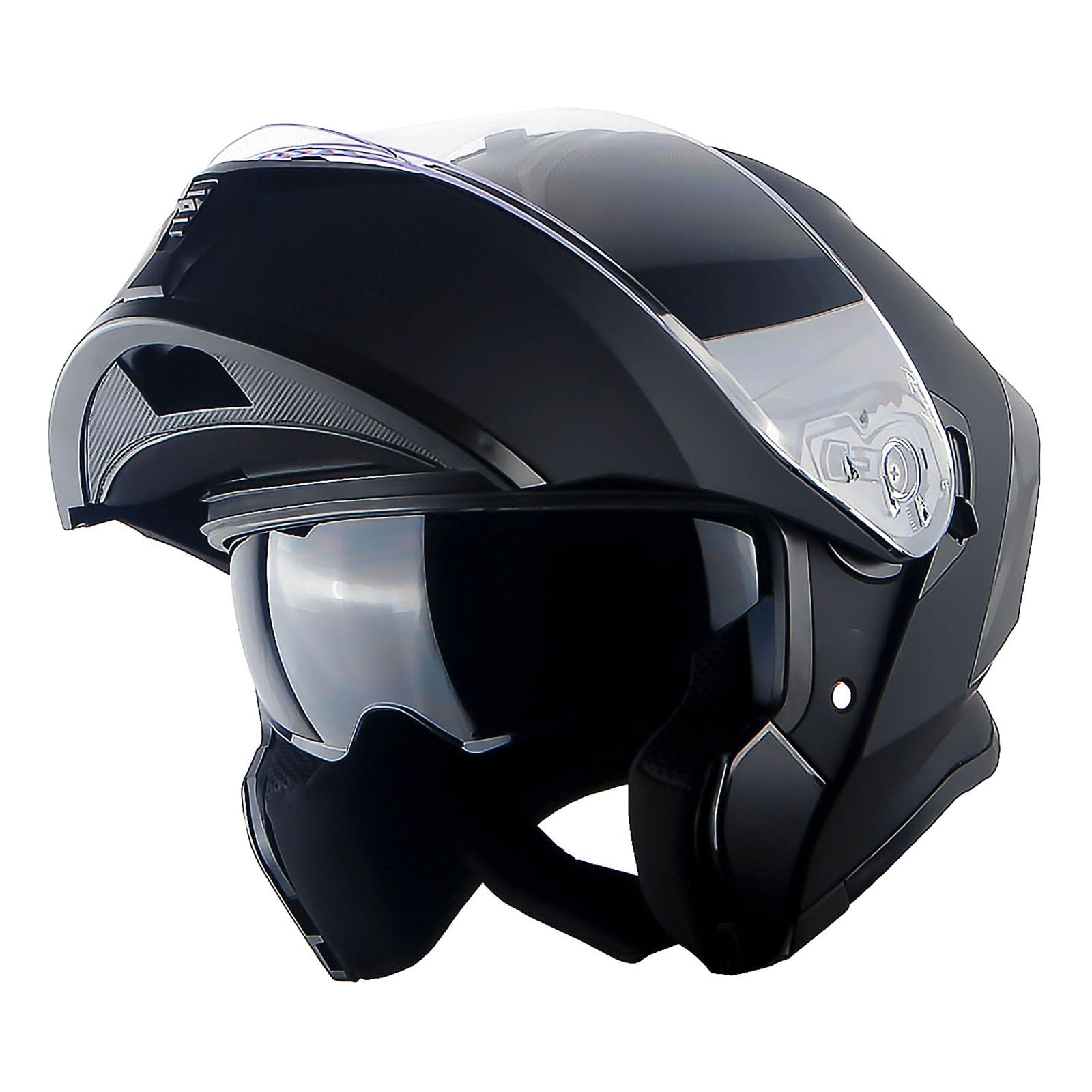 1Storm New Motorcycle Bike Modular Full Face Helmet Dual Visor Sun Shield With Rechargeable Led Tail Light: Matt Black