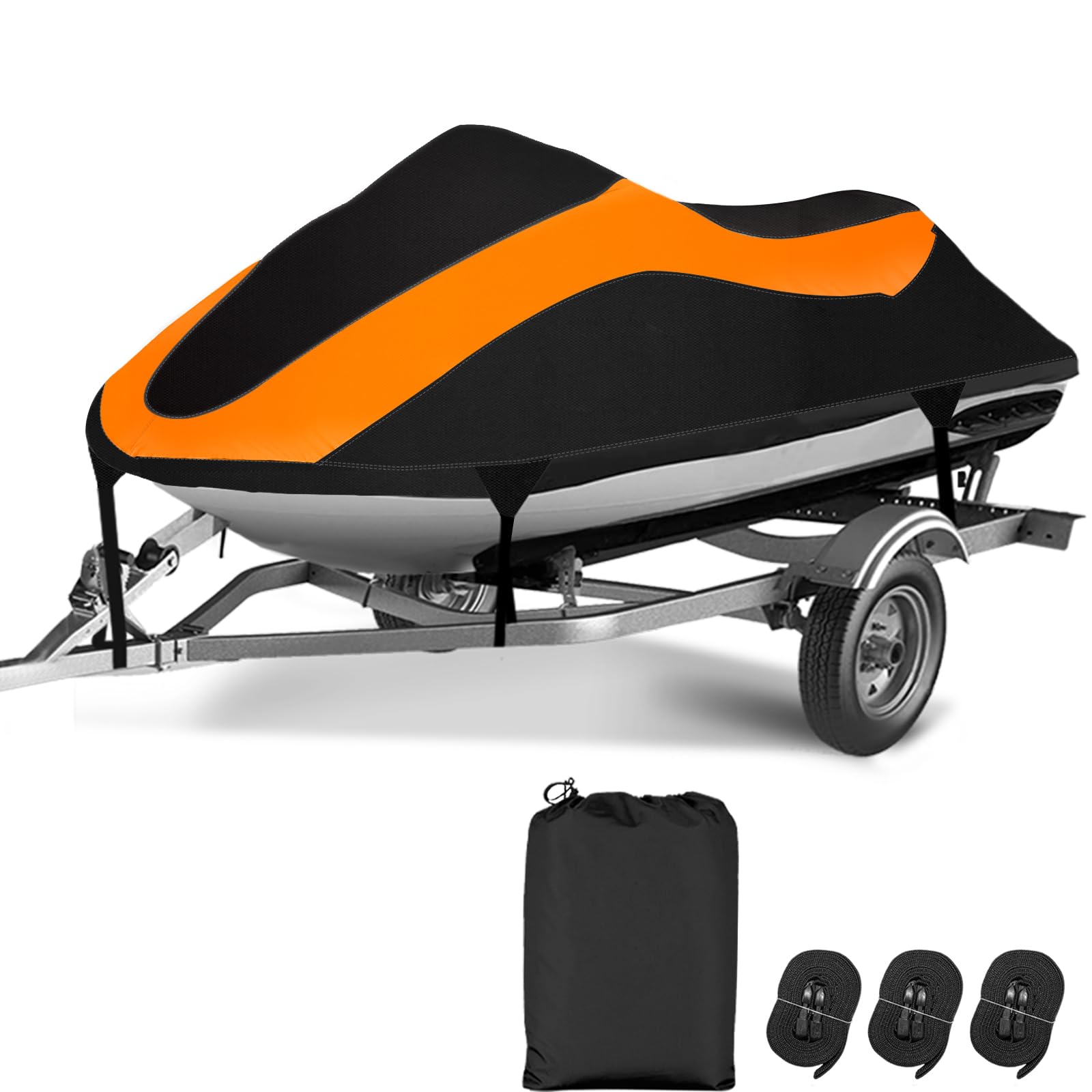 AUTOLION Trailerable Jet Ski Cover,Waterproof Tear Resistant Personal Watercraft Cover with 3 Thickened Buckles & Air Vent,Fits 