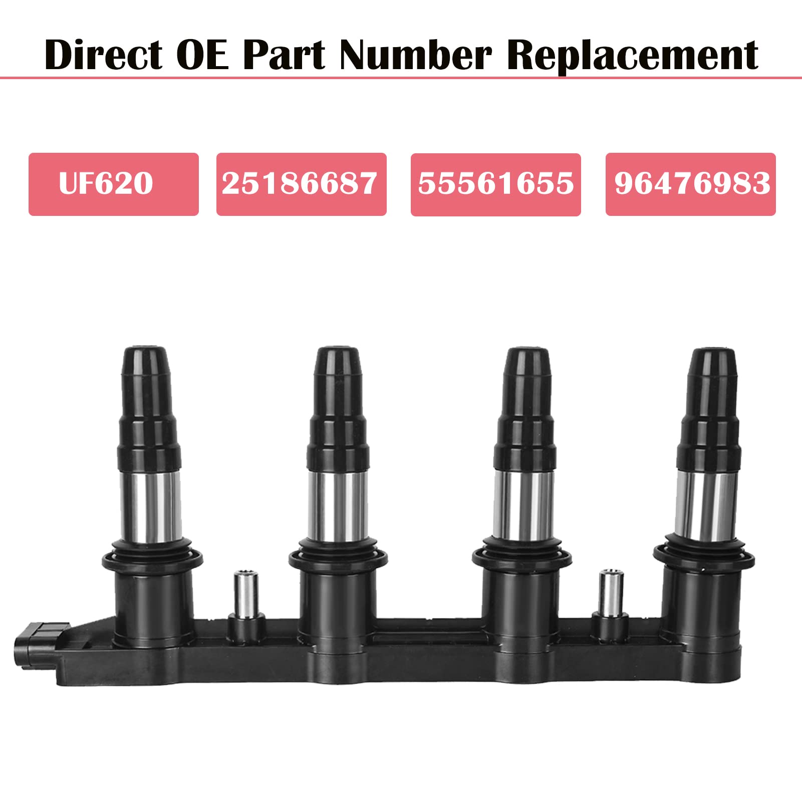 Ignition Coil Pack Fits For 1.6 1.8 L4 Chevy Cruze Sonic Aveo Aveo5 Pontiac G3 2011 2012 2013 2014 2015 2016 2017 2018 1.6L 1.8L Coil Packs Replaces Uf620# 25186687 C1646