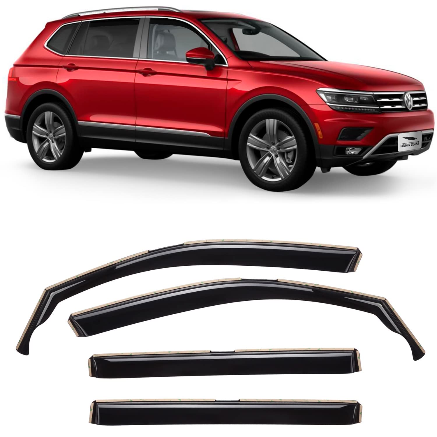 Voron Glass In-Channel Extra Durable Rain Guards For Volkswagen Tiguan 2018-2024, Window Deflectors, Vent Window Visors, 4 Piece