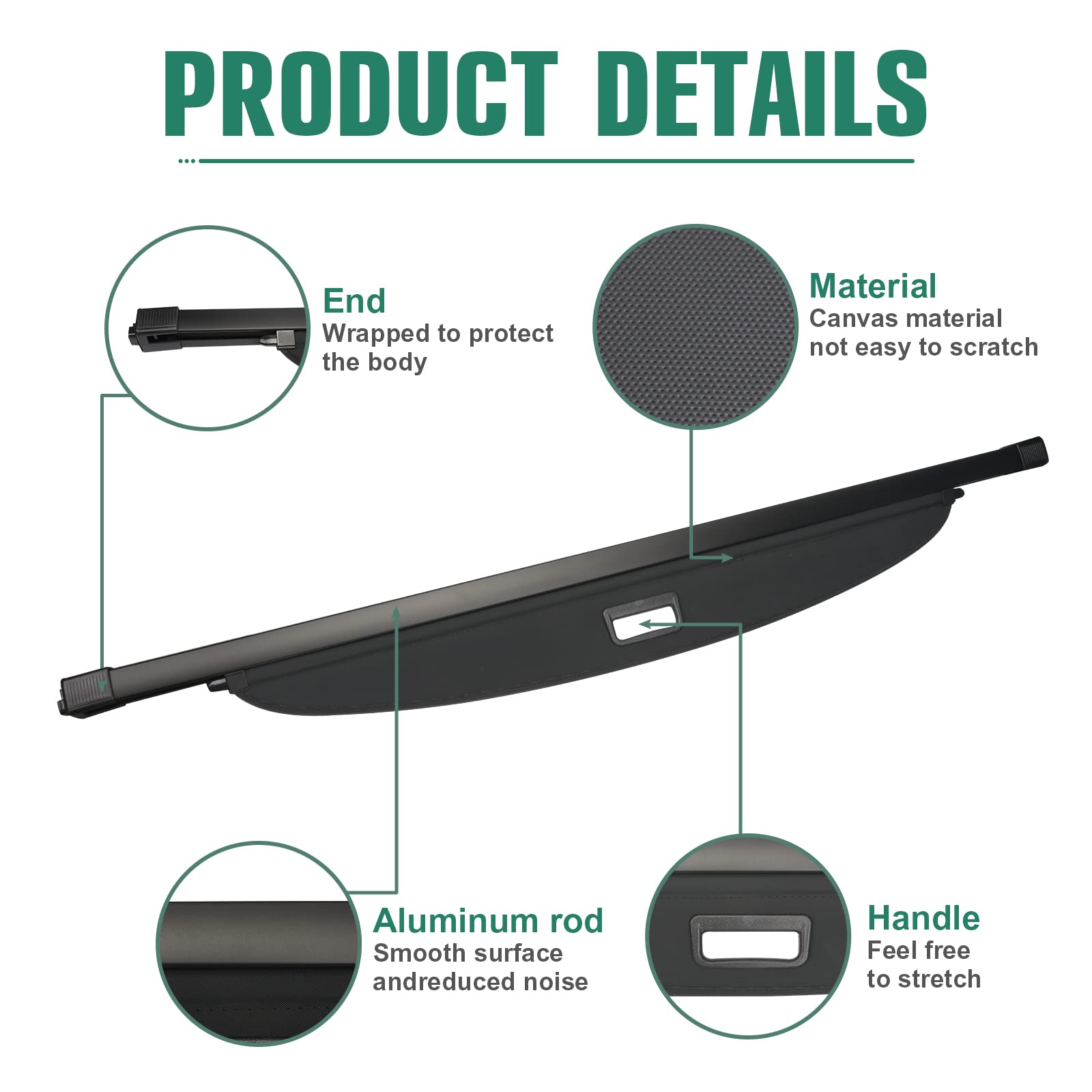 Saoknce For Cadillac Escalade Escalade Esv/Chevrolet Suburban Tahoe/Gmc Yukon Yukon Xl 2023 2022 2021 Cargo Cover Rear Storage W