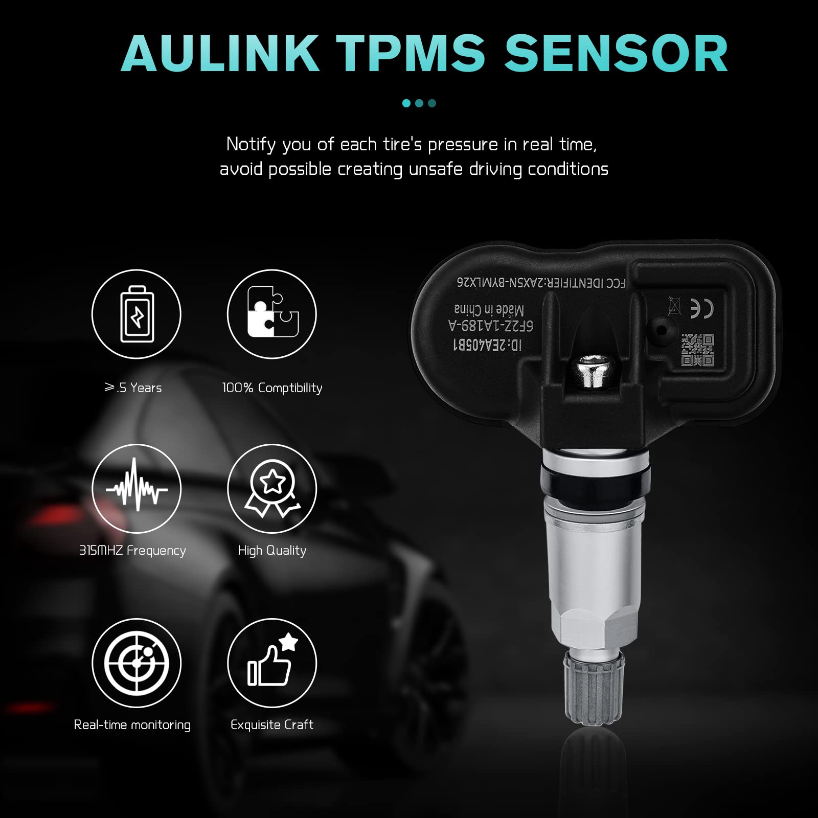 AULINK Tire Pressure Sensors 315MHz TPMS for Ford 2005-2011 Escape Edge Expedition Explorer Flex Focus F-150 Fusion Mustang Linc