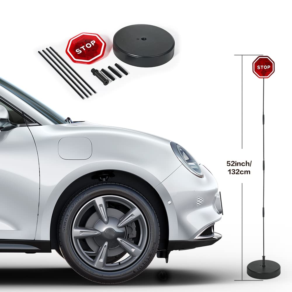 Reswish LED Light Parking Stop Sign,Smart Parking LED Garage Flashing Warning Stop Sign, Parking Assist LED Stop Sign Parking As