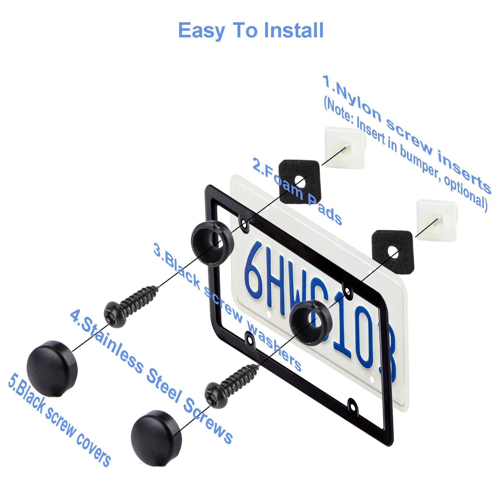 8 Sets Anti-Theft Stainless Steel License Plate Fasteners