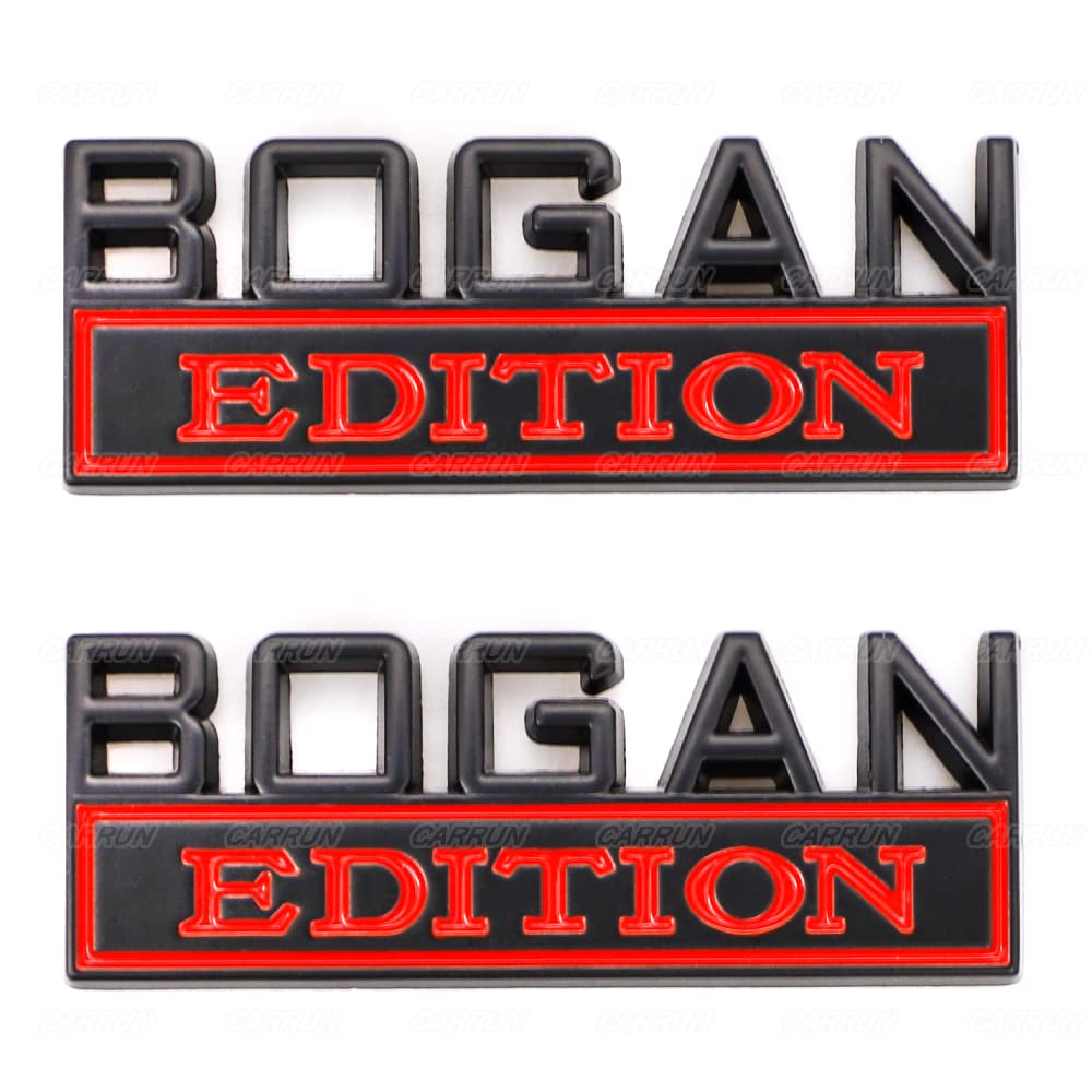 2 Pcs Bogan Edition Emblem Car Side Rear Front Hood Trunk Door Badge 3D Decal Sticker Fit For Car Truck Suv (Bogan, Black Red)