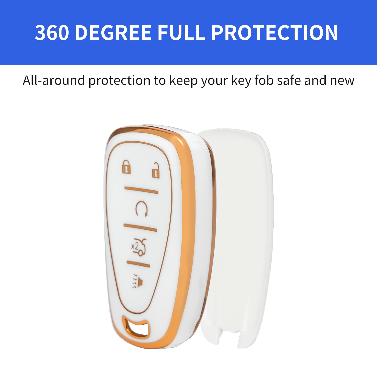 Offcurve For Chevrolet Car Key Fob Cover Case Soft Tpu Full Car Key Shell Car Accessories Remote Key Protector Compatible With Chevrolet Chevy Equinox Malibu Camaro Traverse Smart Key