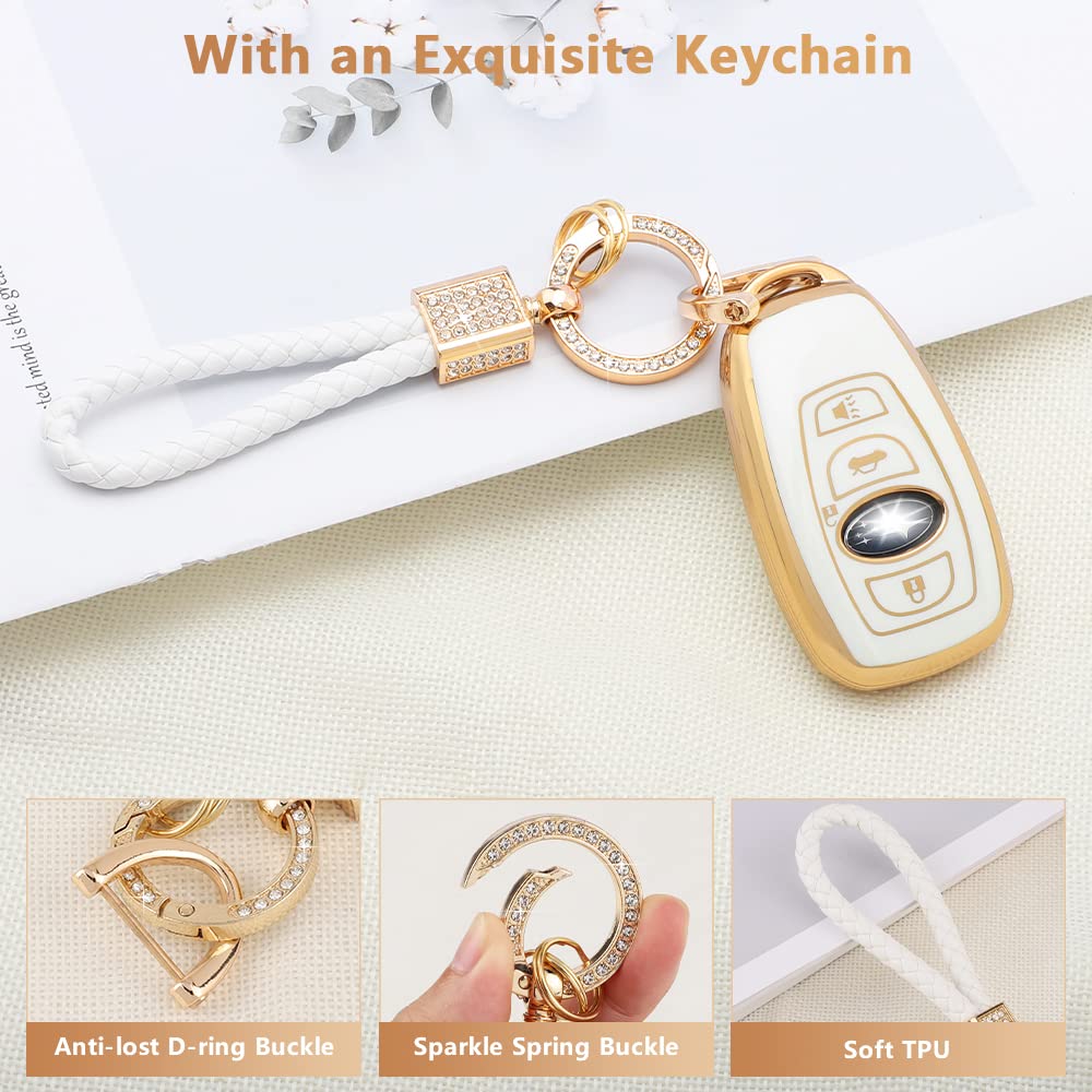 Pifoog For Subaru Key Fob Cover Outback Forest Ascent Impreza Wrx Brz Crosstrek Legacy 4 Buttons Keys Case Shell Bling Car Keych