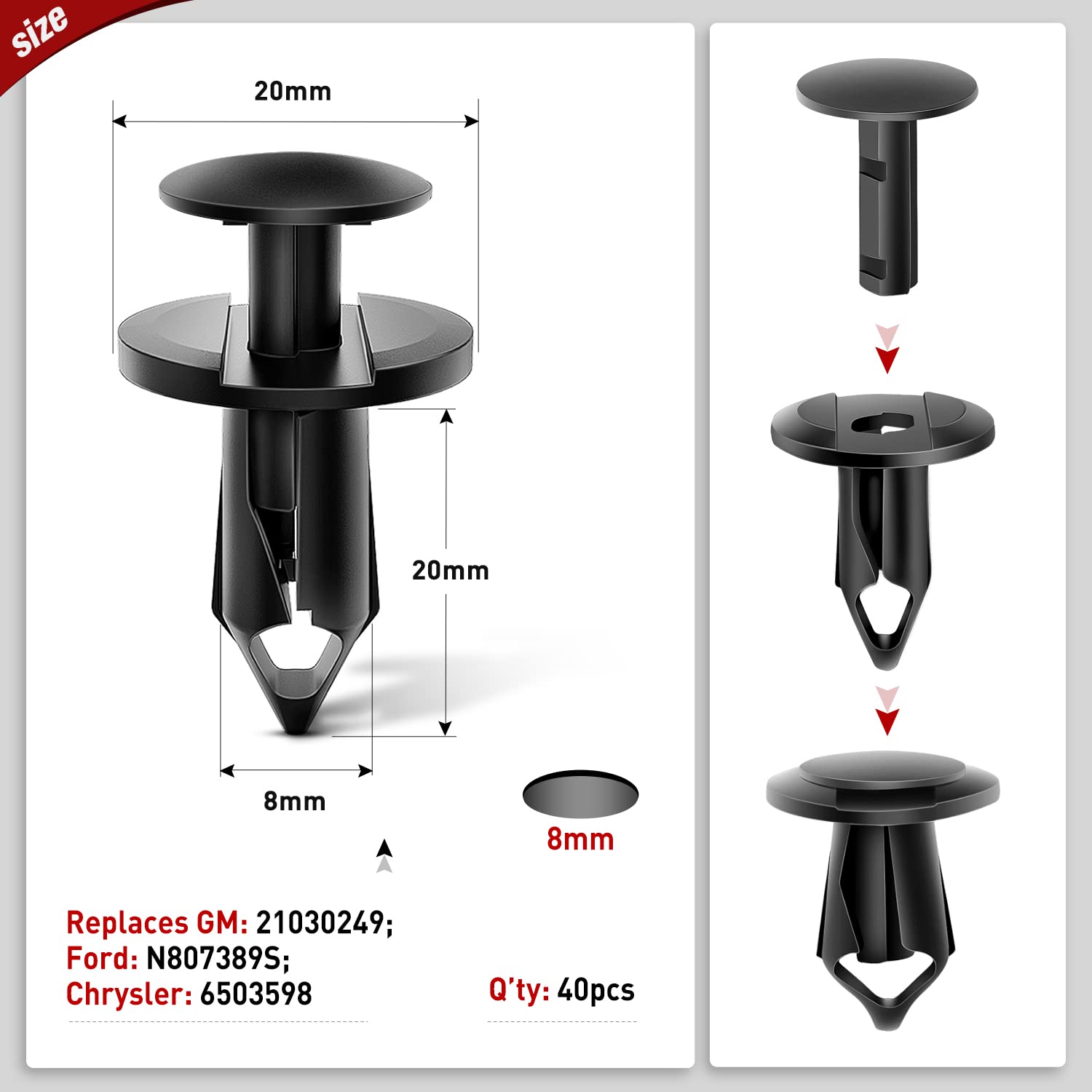 Nilight 100Pcs Car Retainer Clips 7Mm 8Mm 10Mm Nylon Push Expansion Screws Replacement Kit,Bumper Fastener Rivet Clips For Honda