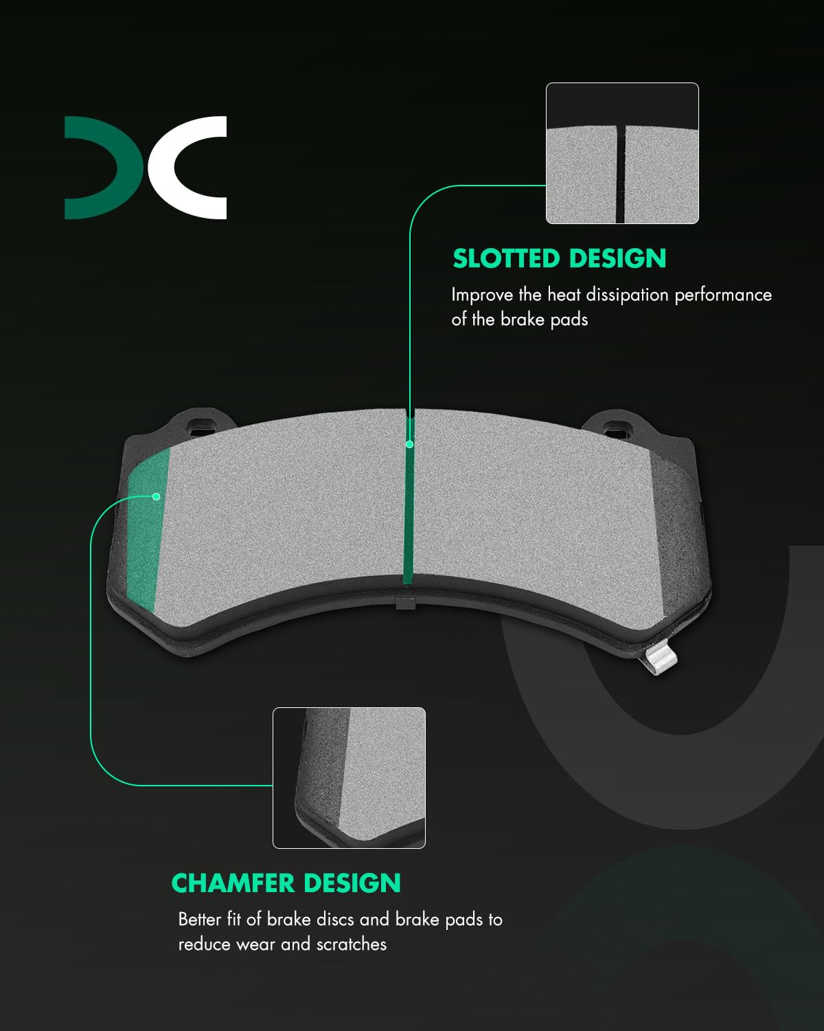 Scitoo Front Disc Brake Pad Set 4Pcs W/Hardware Fit For Cadillac For Ats/For Cts, For Chevy For Camaro, For Dodge For Challenger