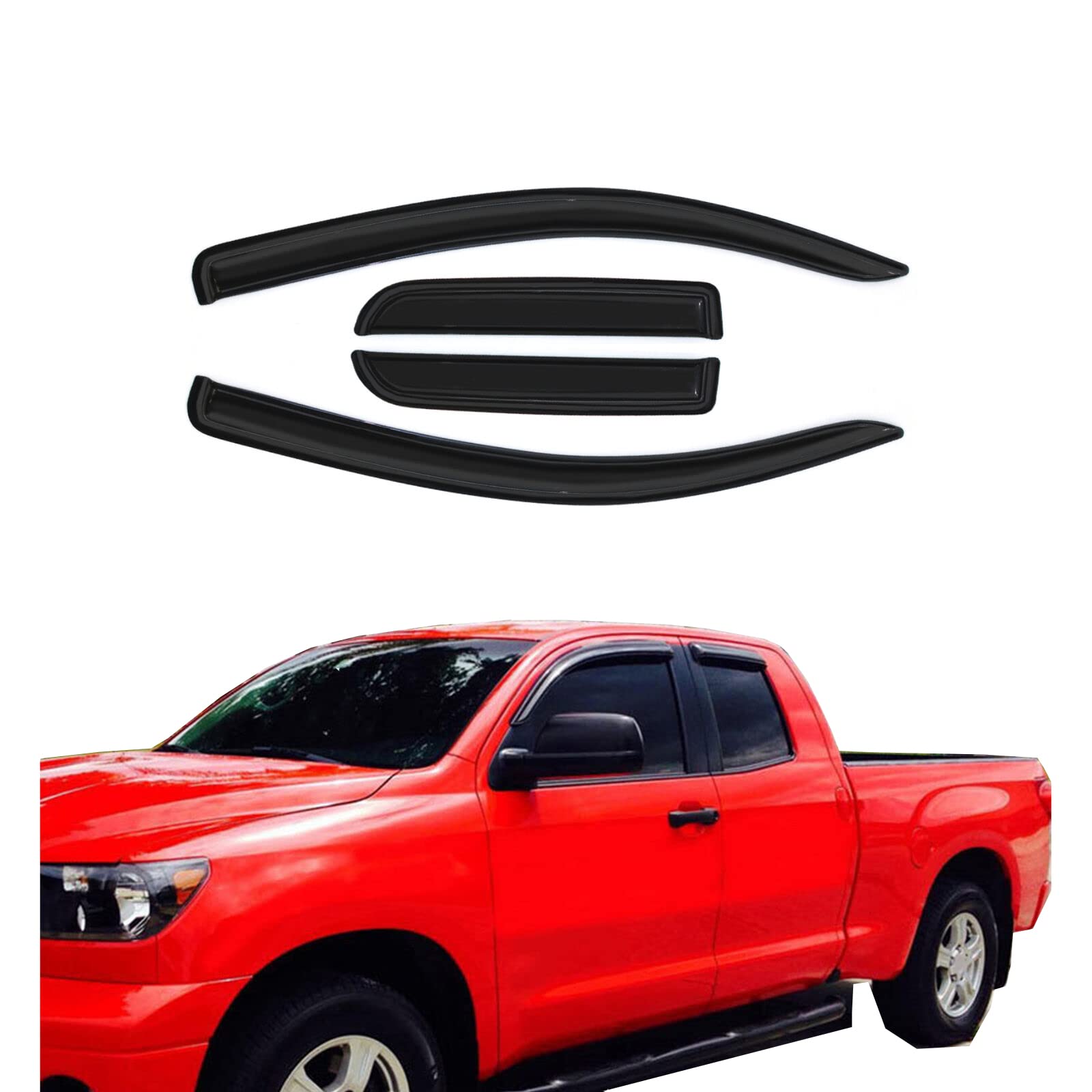 Gldifa Wind Deflector Compatible With 2007-2020 Toyota Tundra Double/Crew Cab Smoke Sun/Rain Guards Window Visor 4Pc