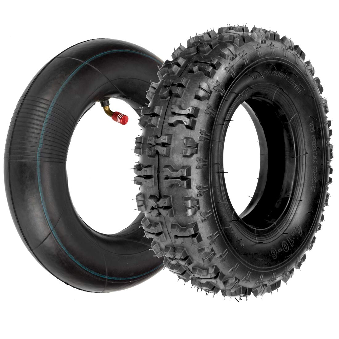 Fvrito 4.10-6 4.10/3.50-6 Nhs Tire And Inner Tube For Go Kart Chinese Atv Quad 4 Wheeler Mini Bike Lawn Equipment Garden Rototiller Snow Blower Wheelbarrow Lawn Tractor With Bent Valve Stem Set Of Two