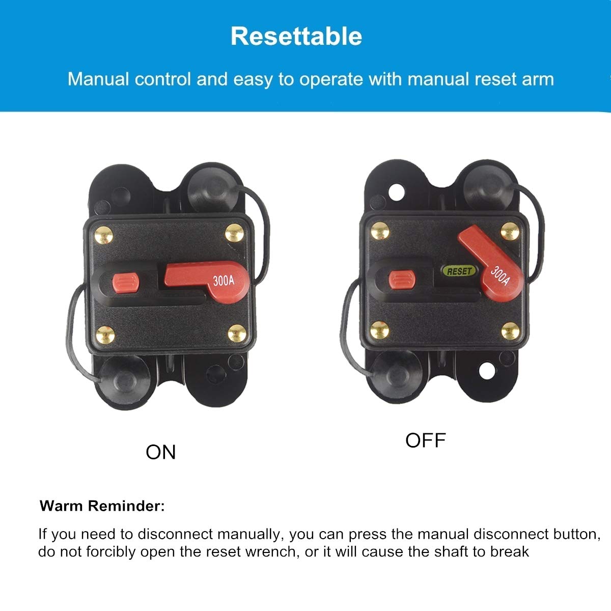 Wohhom 300Amp Circuit Breaker Manual Reset Fuse Holder, 30A-300A 12V-24V Dc Protection Reset Fuse For Trolling Motor Auto Car Ma