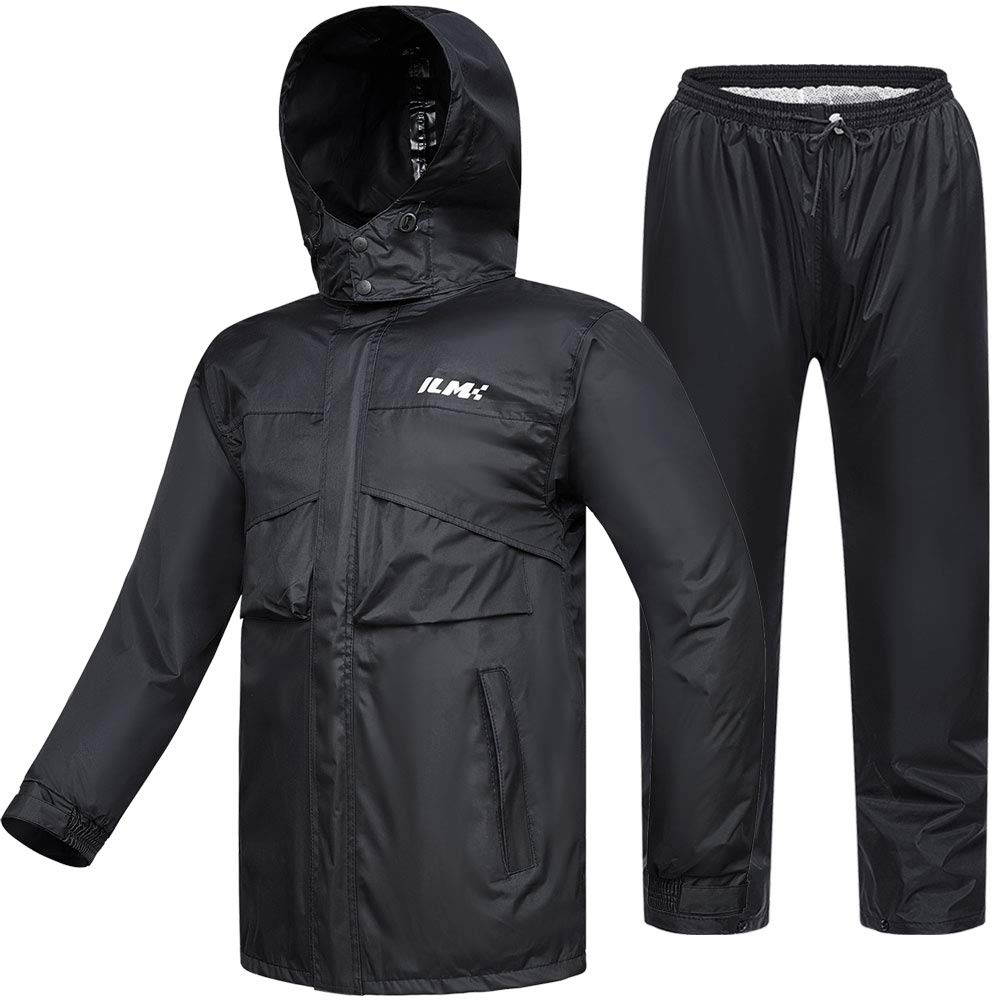 Ilm Motorcycle Rain Suit Waterproof Wear Resistant 6 Pockets 2 Piece Set With Jacket And Pants Fits Men Women (Men'S 2X-Large, N