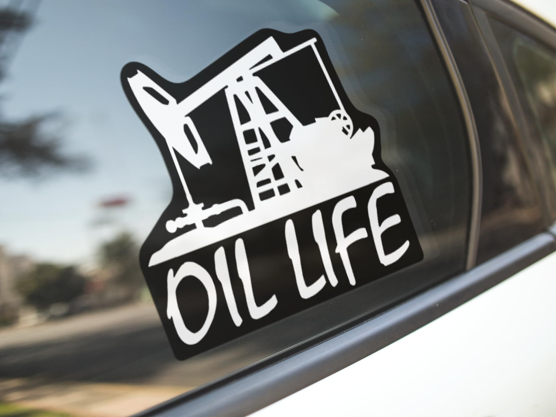 Oil Life Rig Vinyl Decal Sticker | Cars Trucks Vans SUVs Windows Walls Cups Laptops | White with Black Background| 5.5 Inch | KCD2397