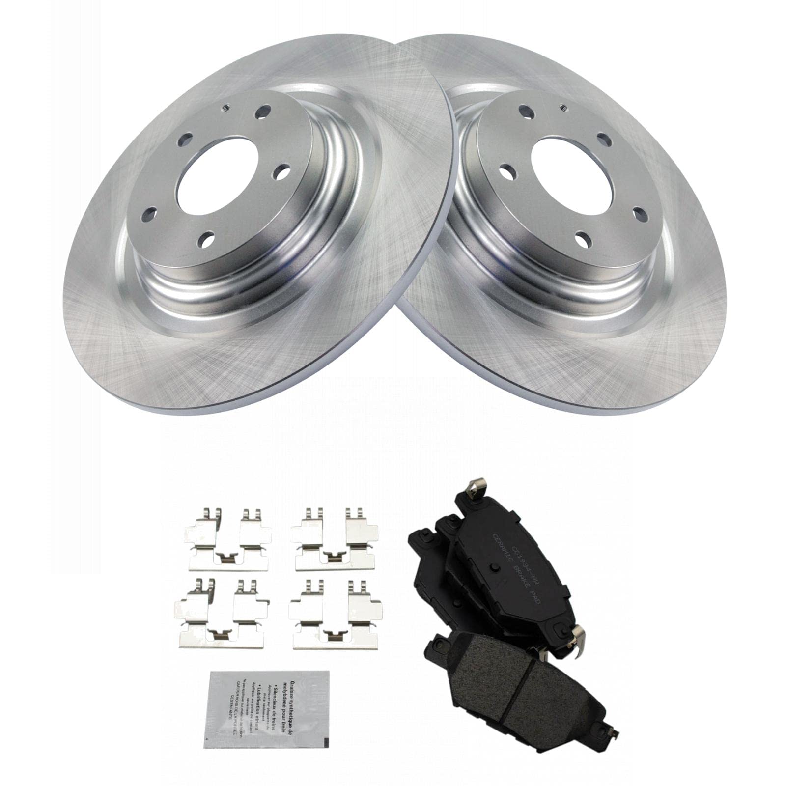 Trq Rear Brake Pad & Rotor Kit Brake Pads Brake Rotor Ceramic Compatible With 2016-2019 Mazda Cx-9