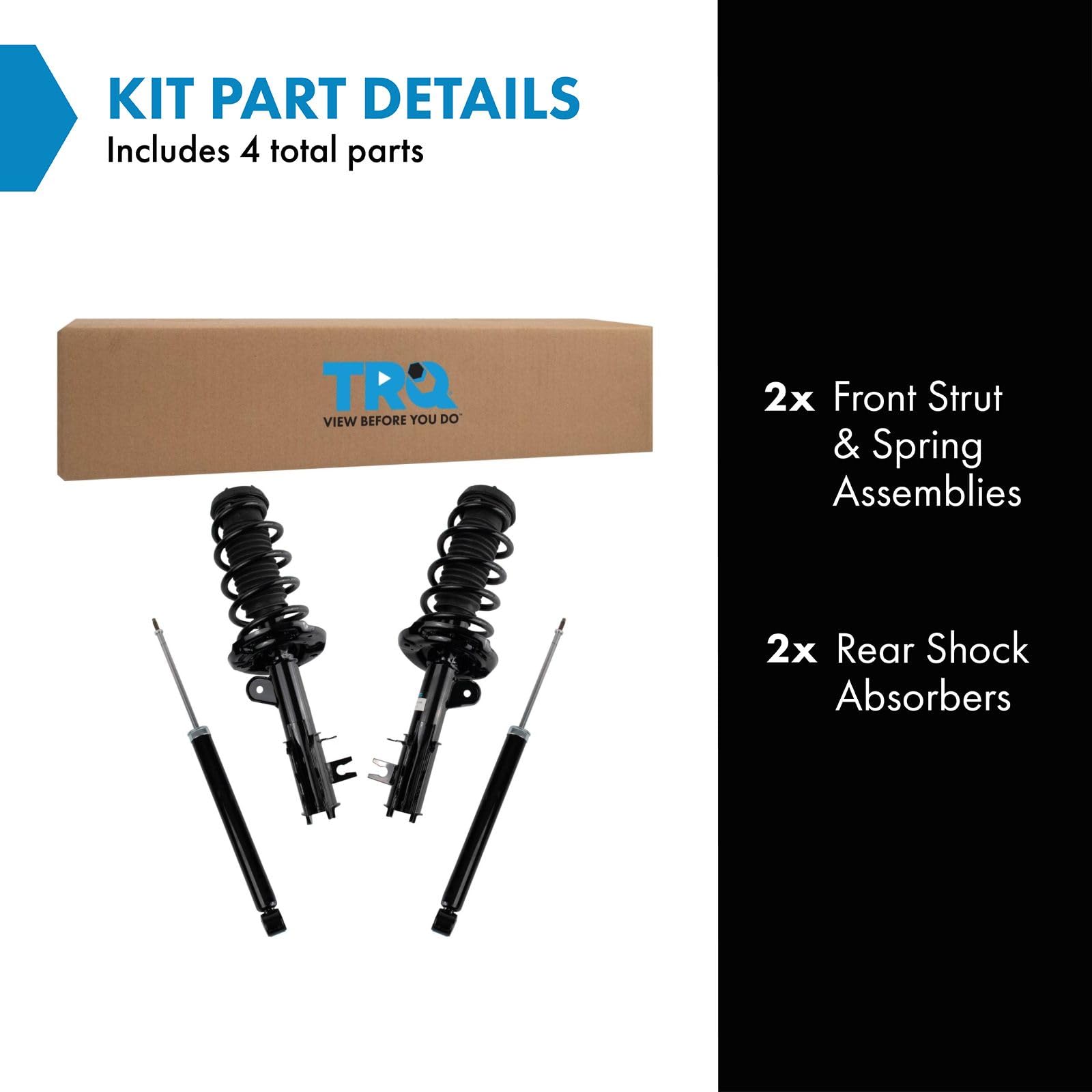Trq Front And Rear Complete Strut Assembly & Shock Absorber Kit Complete Strut & Coil Spring Assembly Compatible With 2013-2022