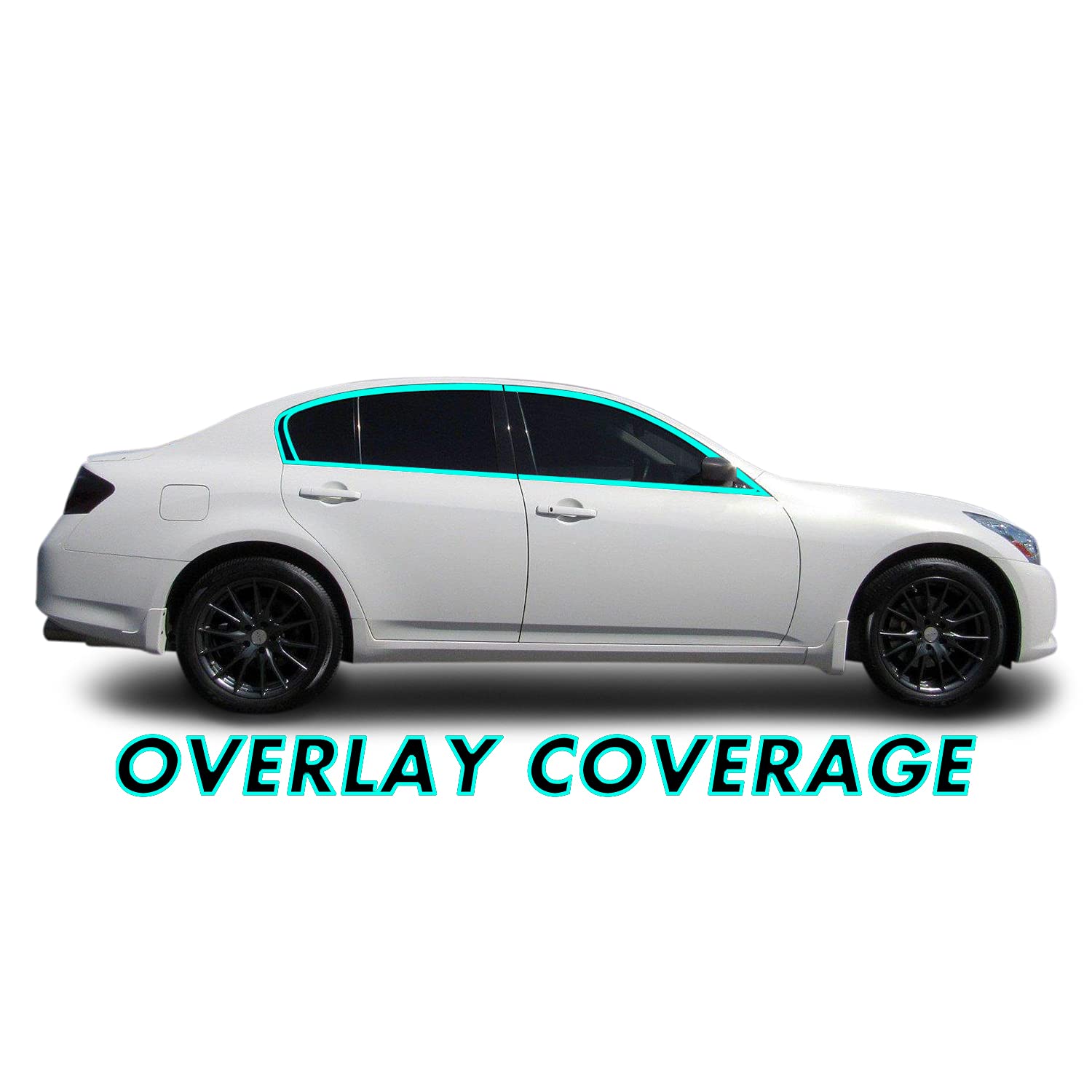 Slickmod Chrome Delete Blackout Vinyl Overlay For 2007-2015 Infiniti G35 G37 Q40 Sedan Window Trim (Gloss Black)