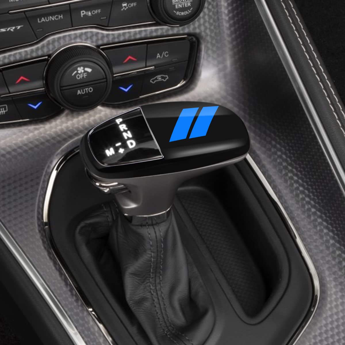 Auovo Gear Shift Knob Trim For Charger Accessories Challenger 2015-2023 / Durango 2016-2024 (Black-Blue)