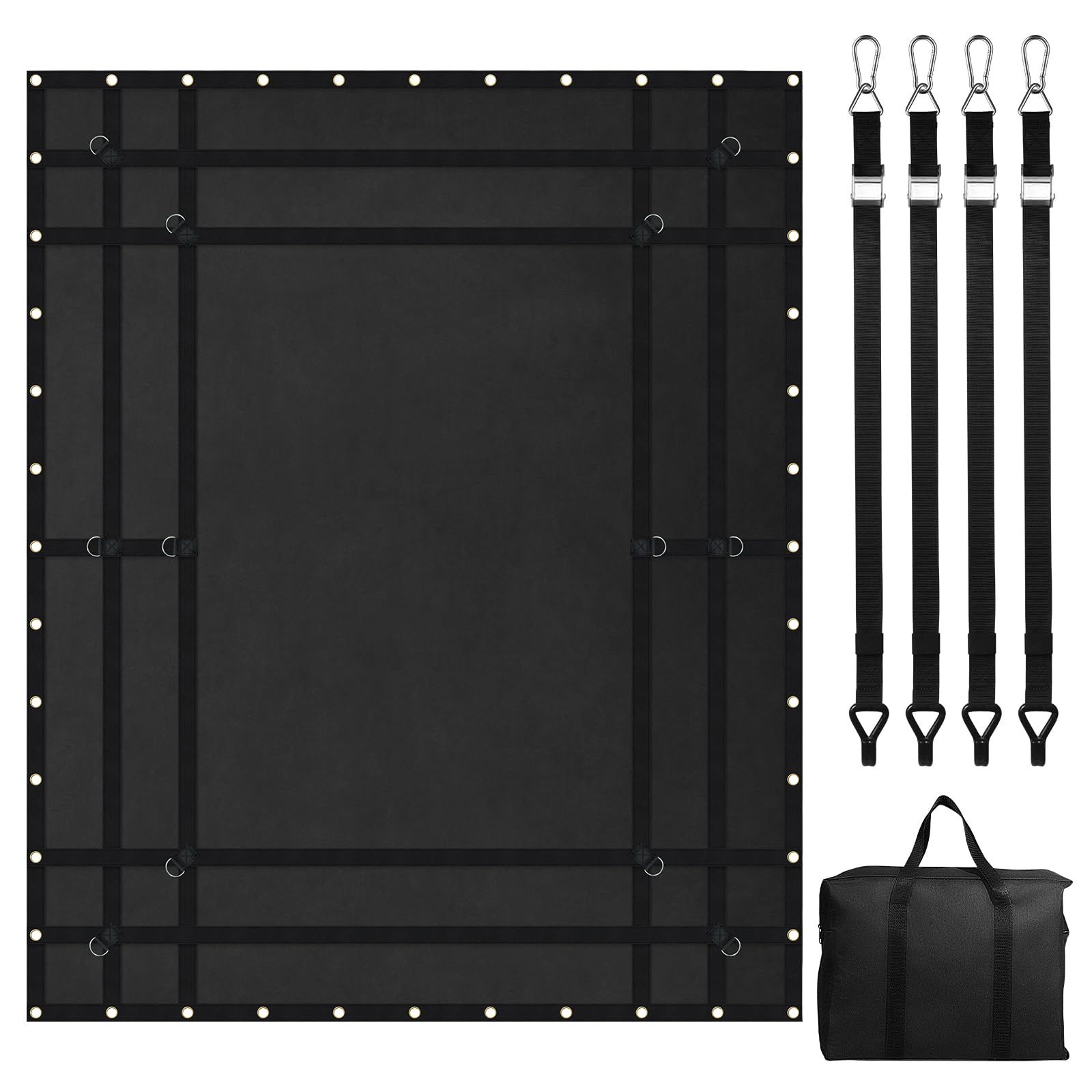 VEVOR Waterproof Cargo Net, 96 in x 81 in, Heavy Duty Truck Cargo Net-(WLL) 700lbs, 4 Adjustable Straps with Carabiners & S-Hook