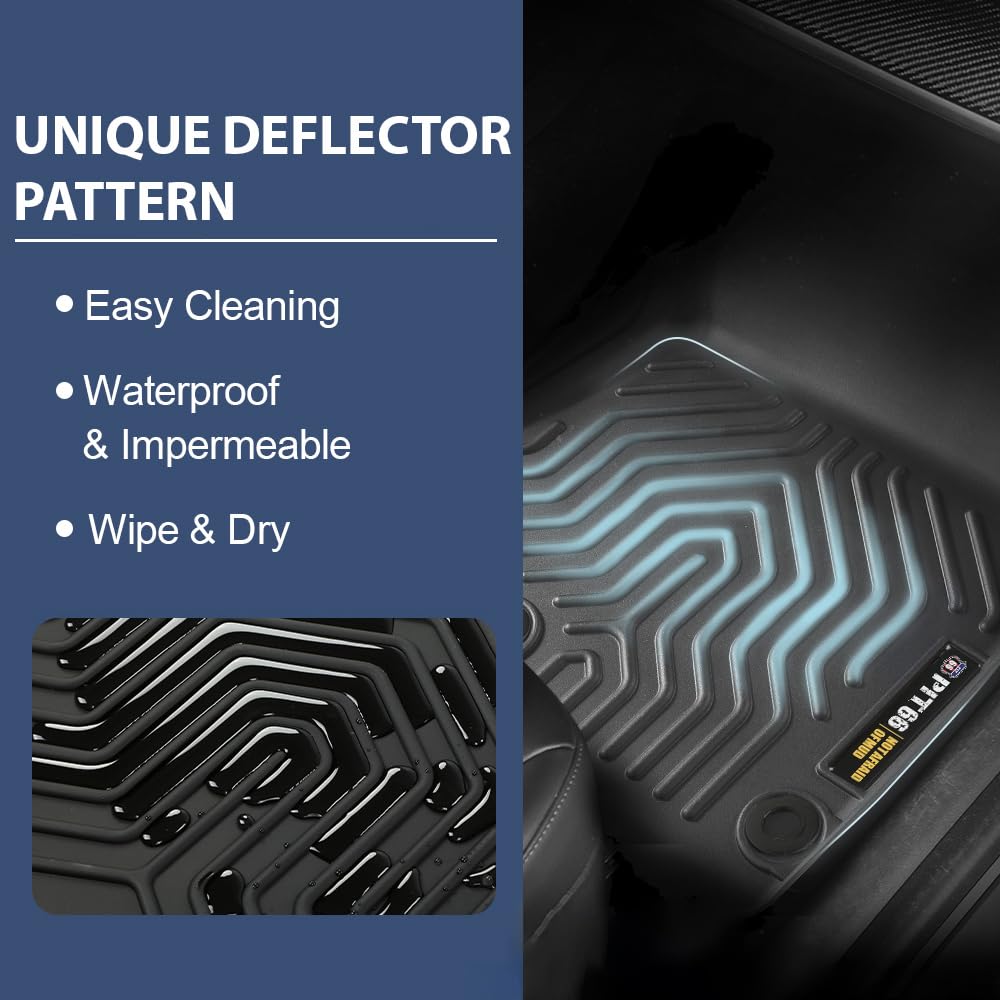 Pit66 Floor Mats Compatible With 2021-2024 Nissan Rogue (No Sport Models) (Heavy Duty) Tpe 3-Piece Premium,Black