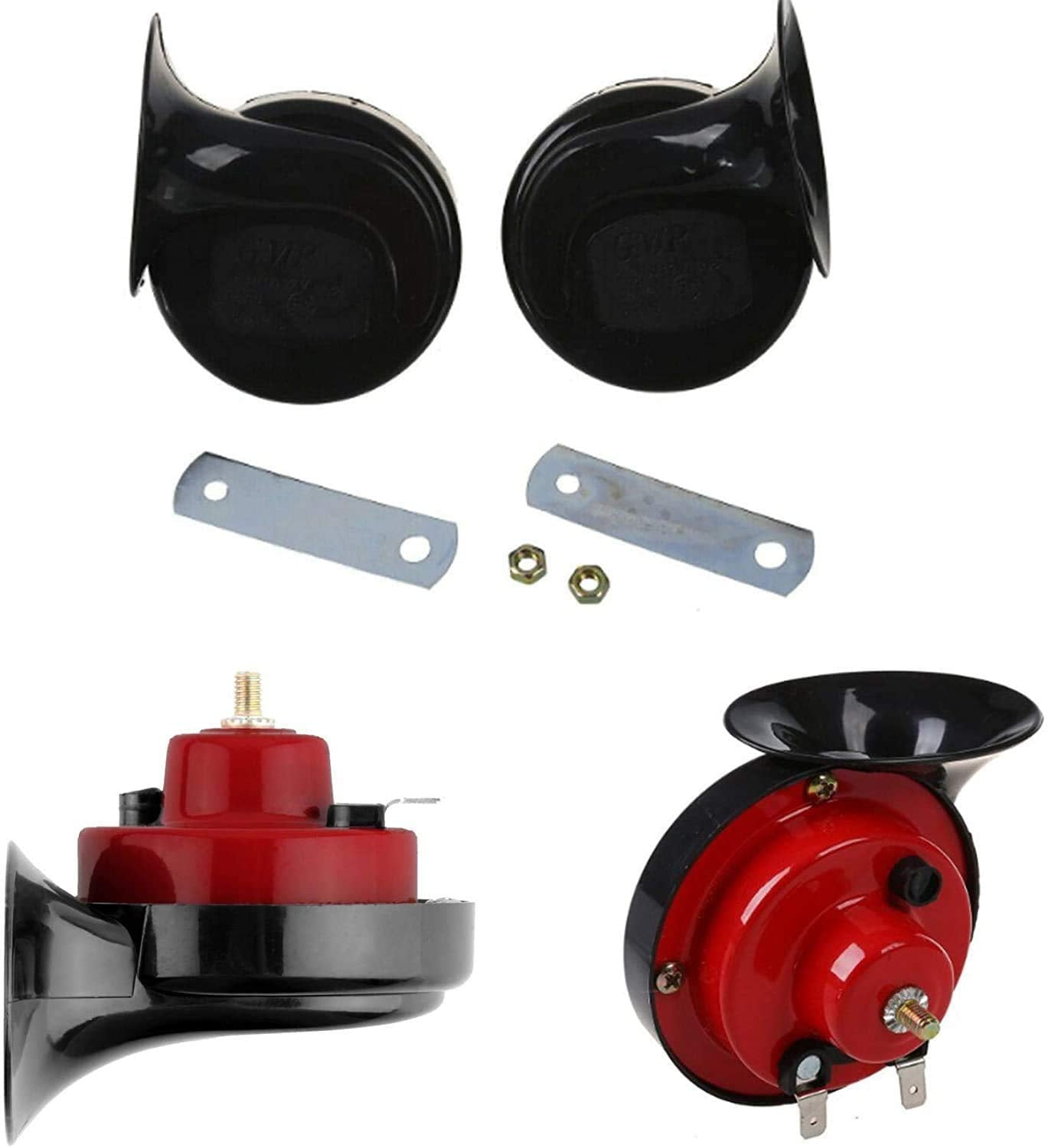 300db Double Horn Pack (12v, Waterproof) - Trucks, Trains, Ships; Motorcycles, Alternate Car Parts (Red)