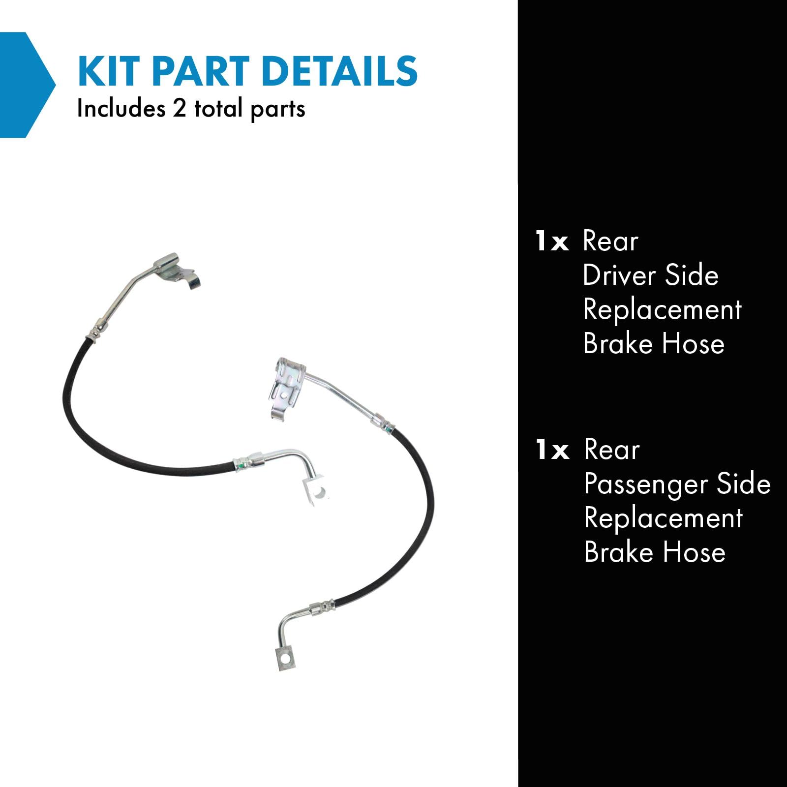 Trq Rear Brake Hose Set Compatible With 2008-2012 Jeep Wrangler