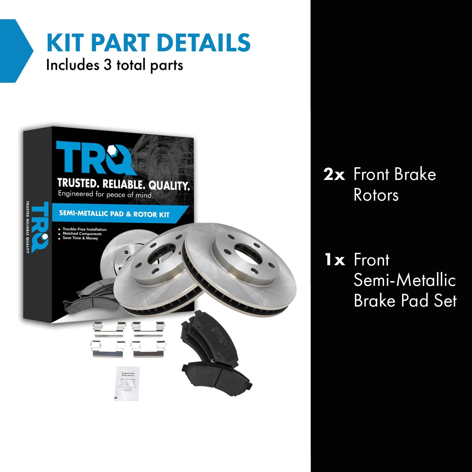 Trq Front Posi Metallic Brake Pad & Rotor Kit Compatible With Buick Chevy Olds Pontiac