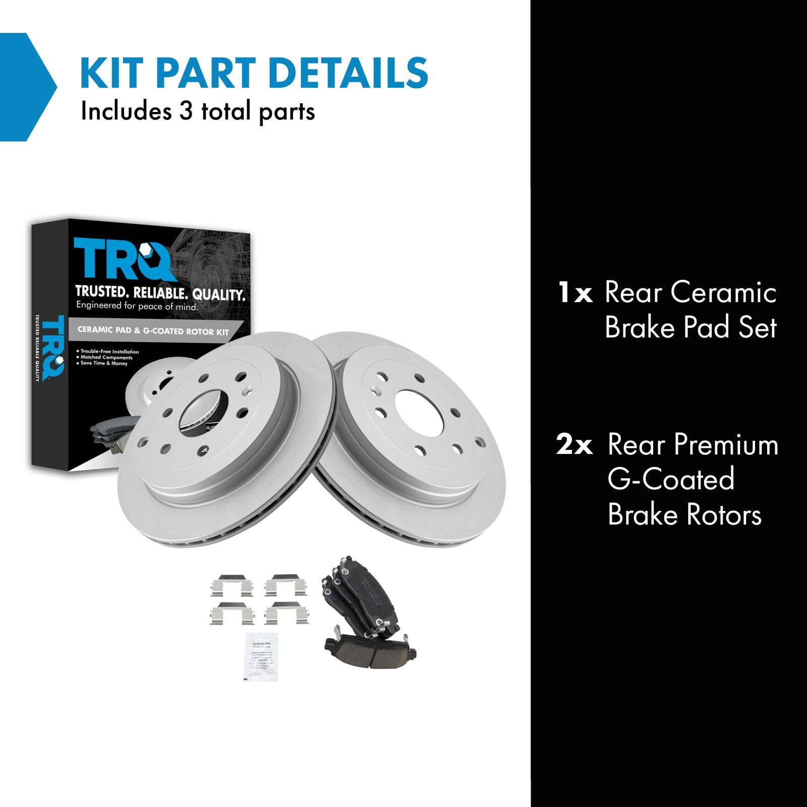 Trq Rear Metallic Brake Pads & G-Coated Rotors Kit For Buick Chevy Gmc Saturn
