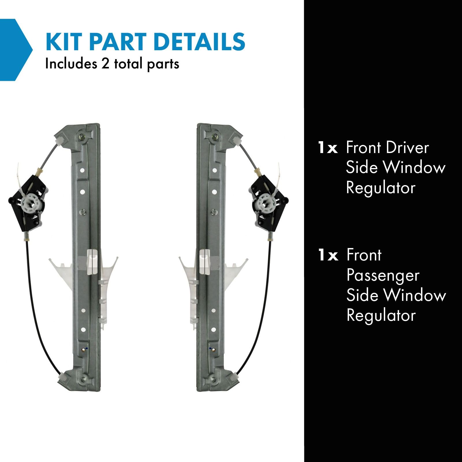 Trq Front Power Window Regulator Set Compatible With 2005-2009 Chevrolet Equinox 2006-2009 Pontiac Torrent
