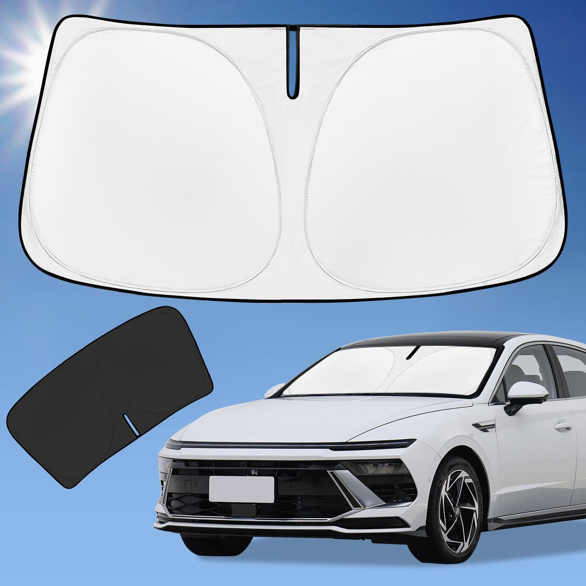 Sun Shade Sunshade for Hyundai Sonata Windshield Cover, 4-Layer Front Window Shade Custom fit 2020-2024 Sonata Sun Visor 240T Re