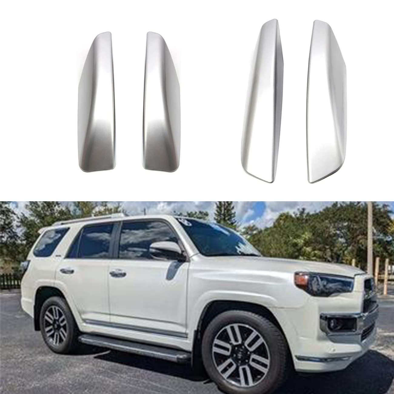 Tocatus Roof Cargo Rack Rail End Cover Shell Cap Trim For 2003-2009 Toyota 4Runner 4Wd N210, Silver, 4Pcs