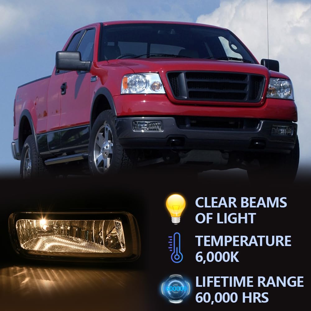 G-Plus Front Bumper Fog Lights Lamps Compatible With 2004 2005 2006 Ford F150 Lincoln Mark Lt Pickup Truck Driver And Passenger