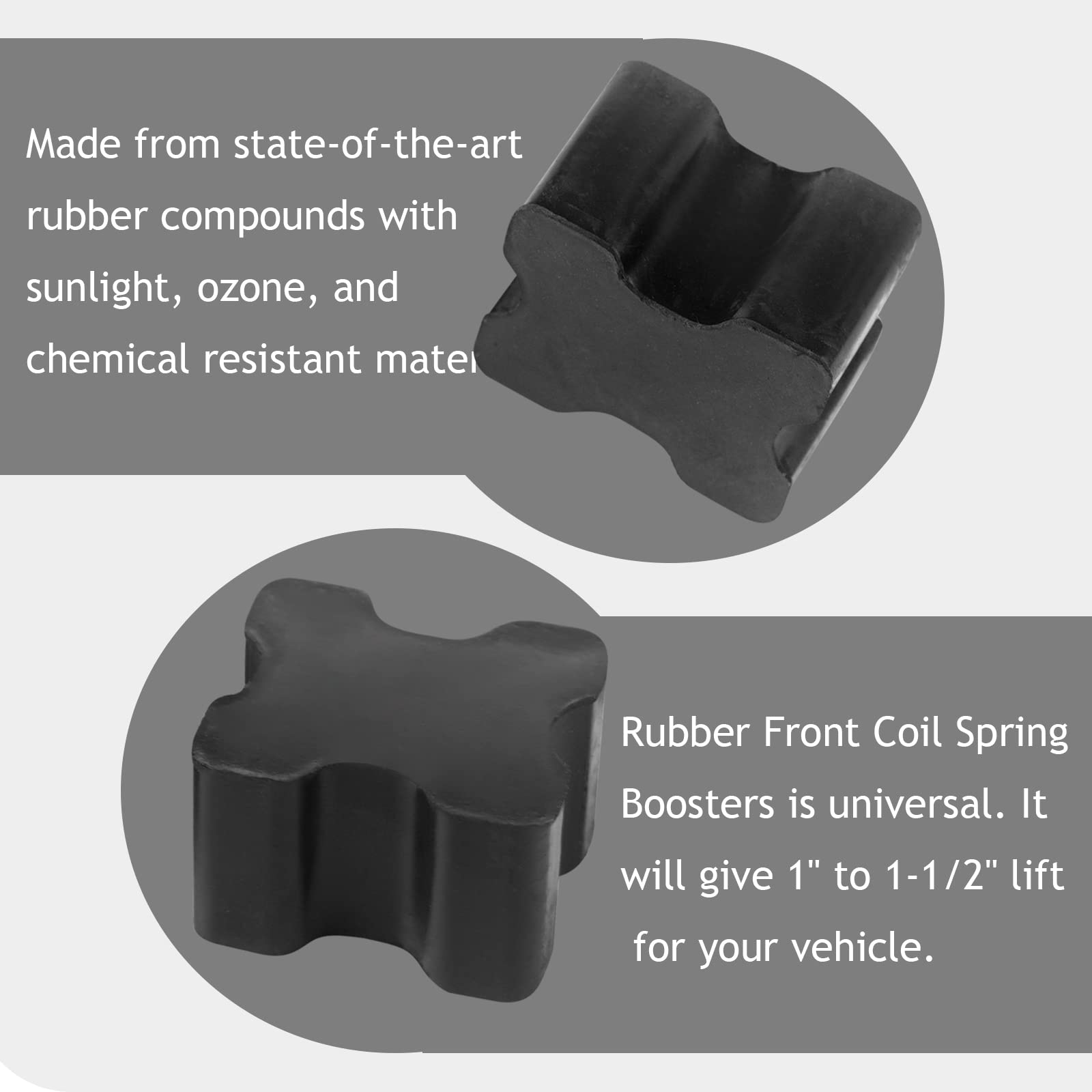 Heavy Duty Rubber Front Coil Spring Booster Kit, Rubber Coil Spacers, 1.5' Thick Pack Of 4