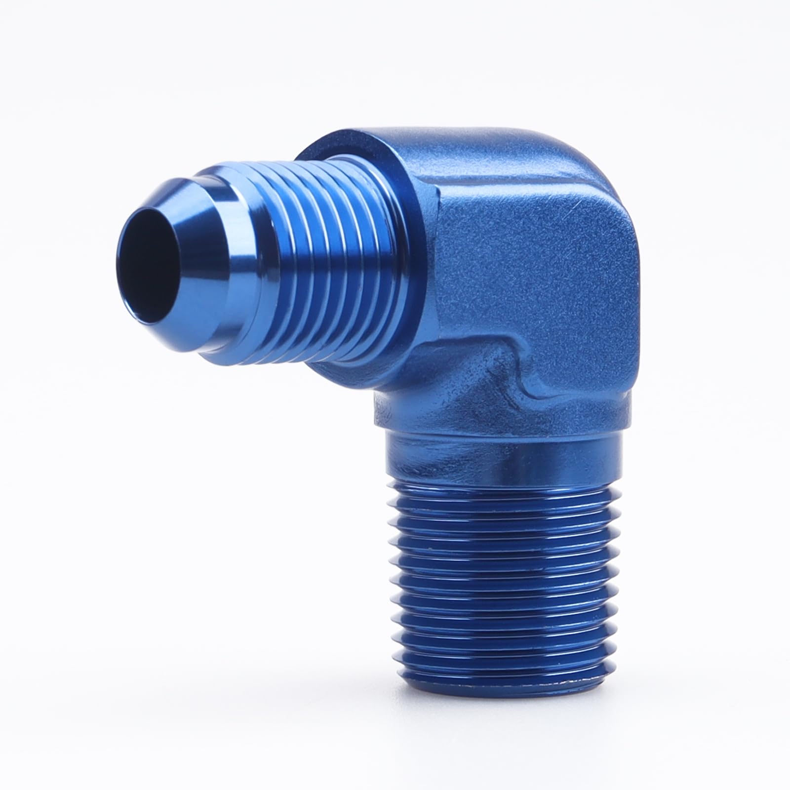 Ac Performance 90 Degree Elbow -6 An Male To 3/8'' Npt Male Fitting Adapter Connector Aluminum Blue