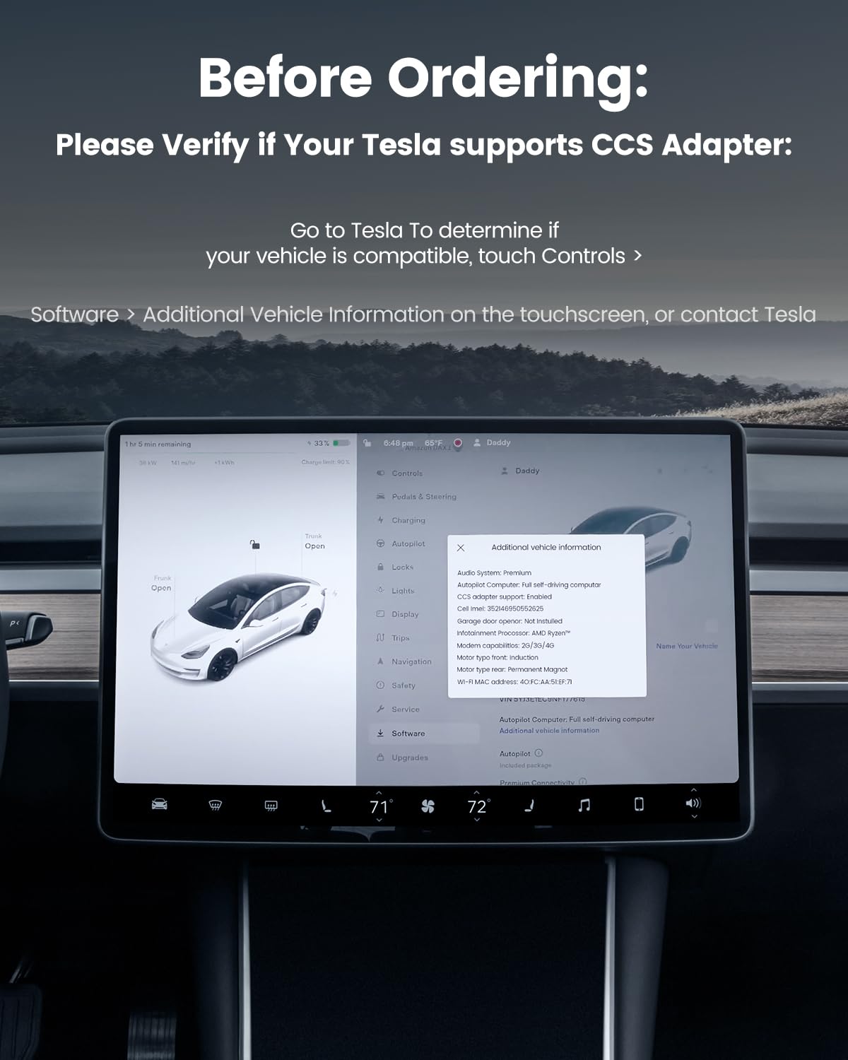 SEGUMA CCS1 to Tesla Charger Adapter, 250kW Supercharger CCS Adaptor, Fit for Model Y/3/S/X, Charge at Level 3 DC Fast Charging