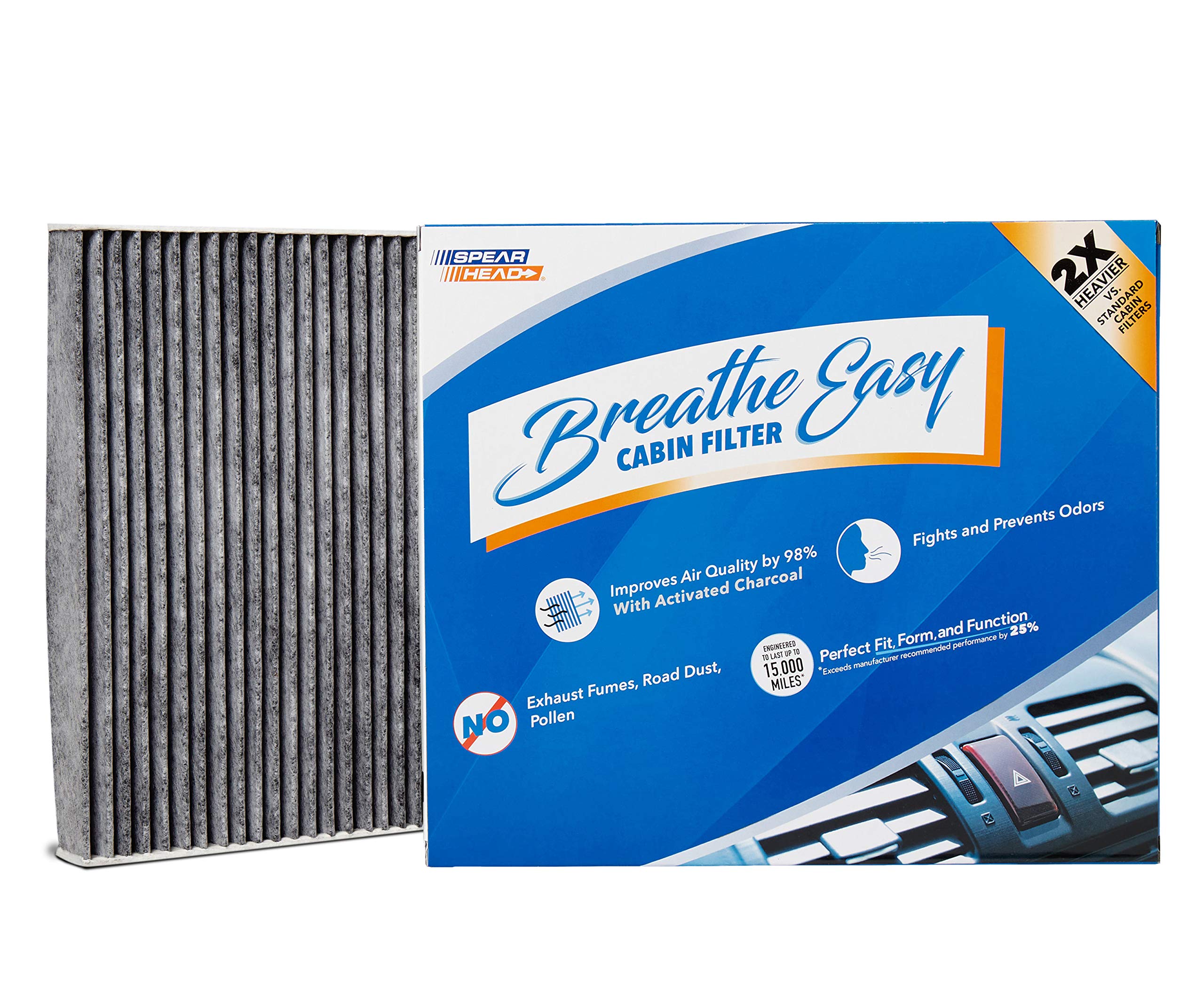 Spearhead Odor Defense Breathe Easy Cabin Filter, Fits Like Oem, Up To 25% Longer Lasting W/Activated Carbon (Be-643)